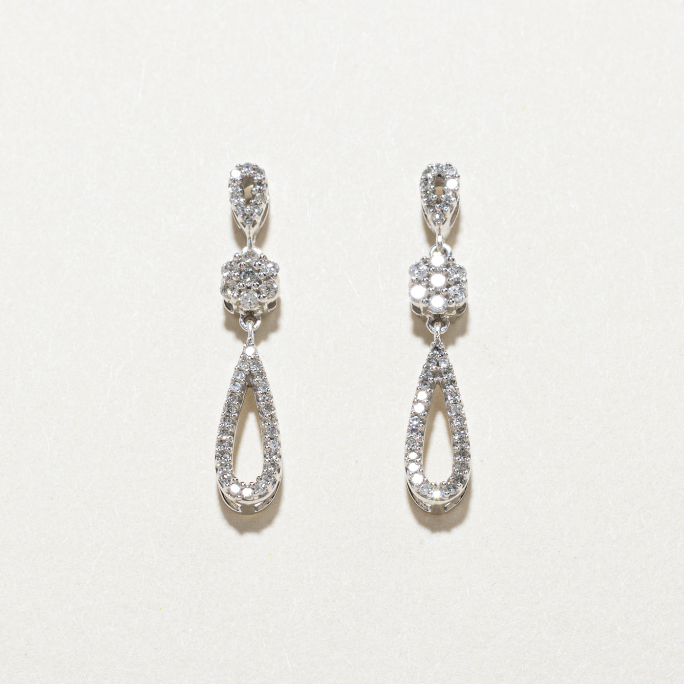 Diamond Pear Shaped Drop Earrings | 0.18ctw