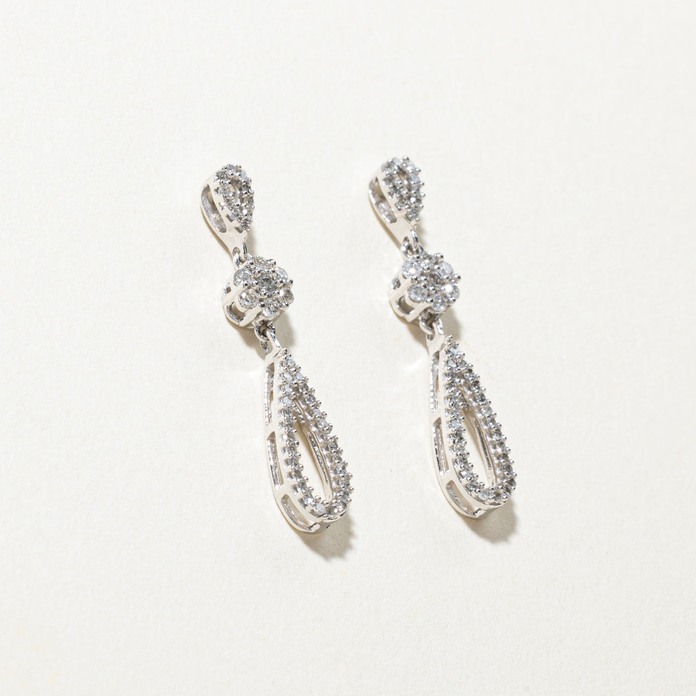 Diamond Pear Shaped Drop Earrings | 0.18ctw