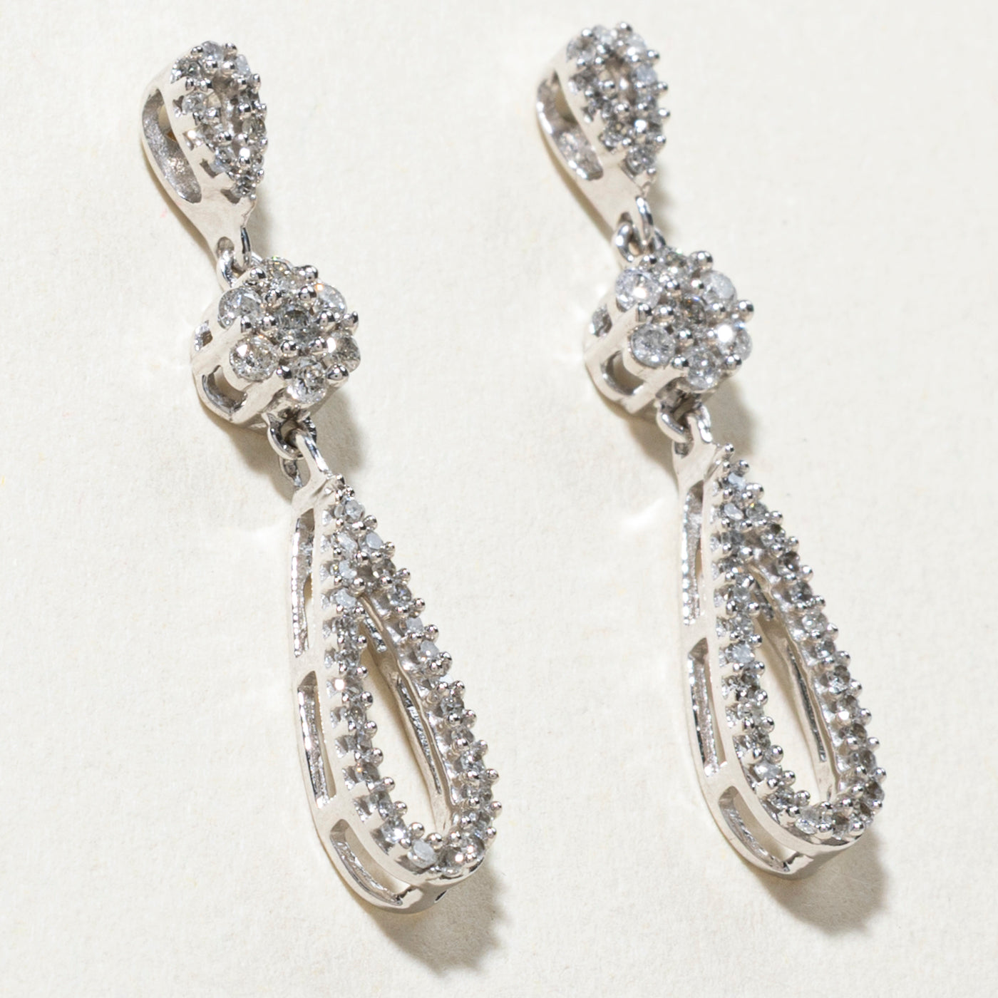 Diamond Pear Shaped Drop Earrings | 0.18ctw