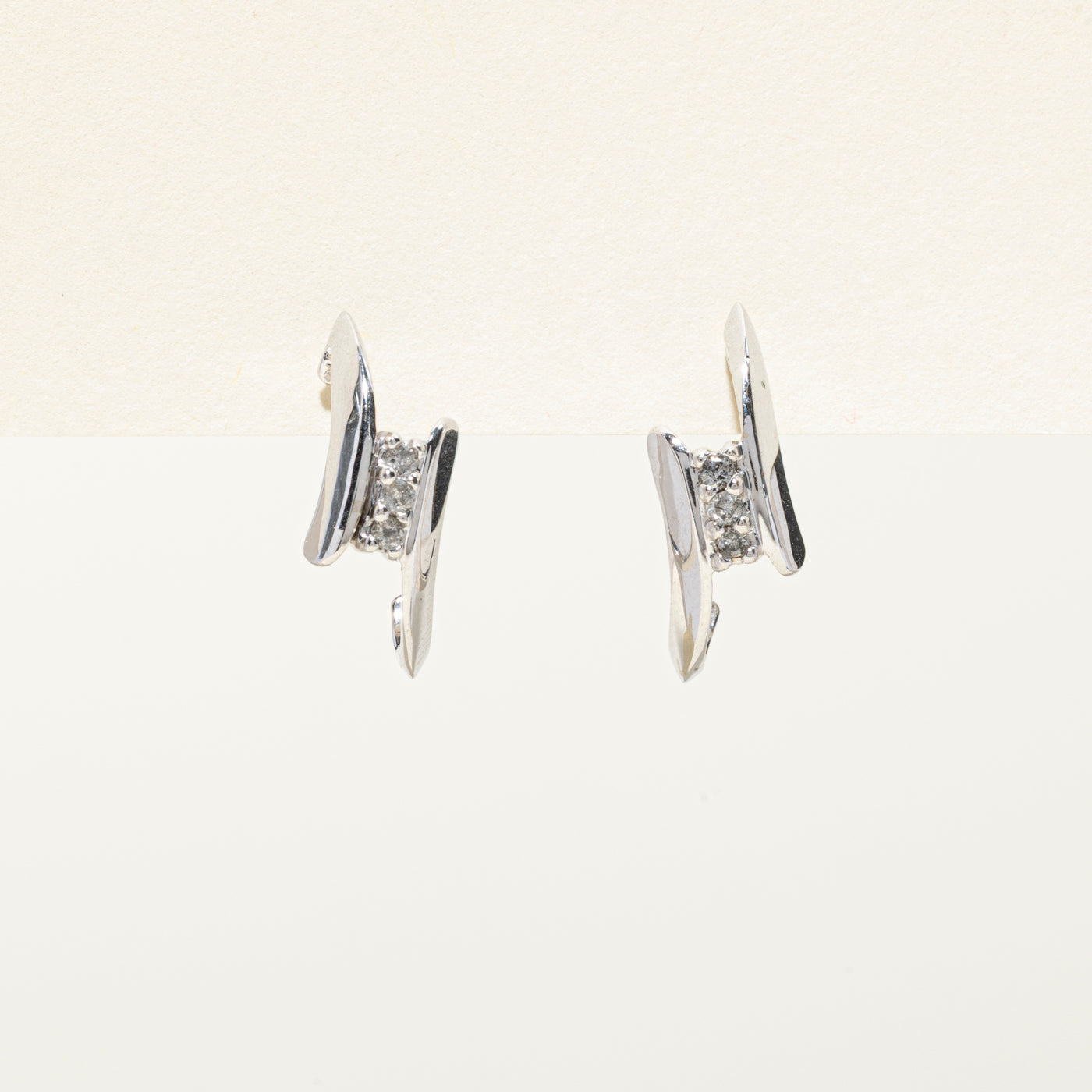 Diagonal Diamond Half Huggie Earrings | 0.12ctw