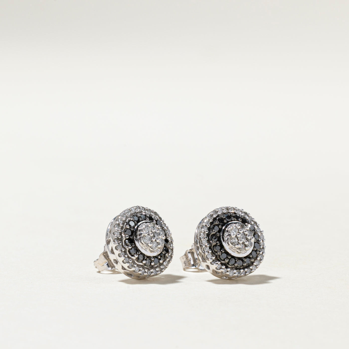 Black & White Diamond Cluster Halo Stud Earrings | 0.33ctw