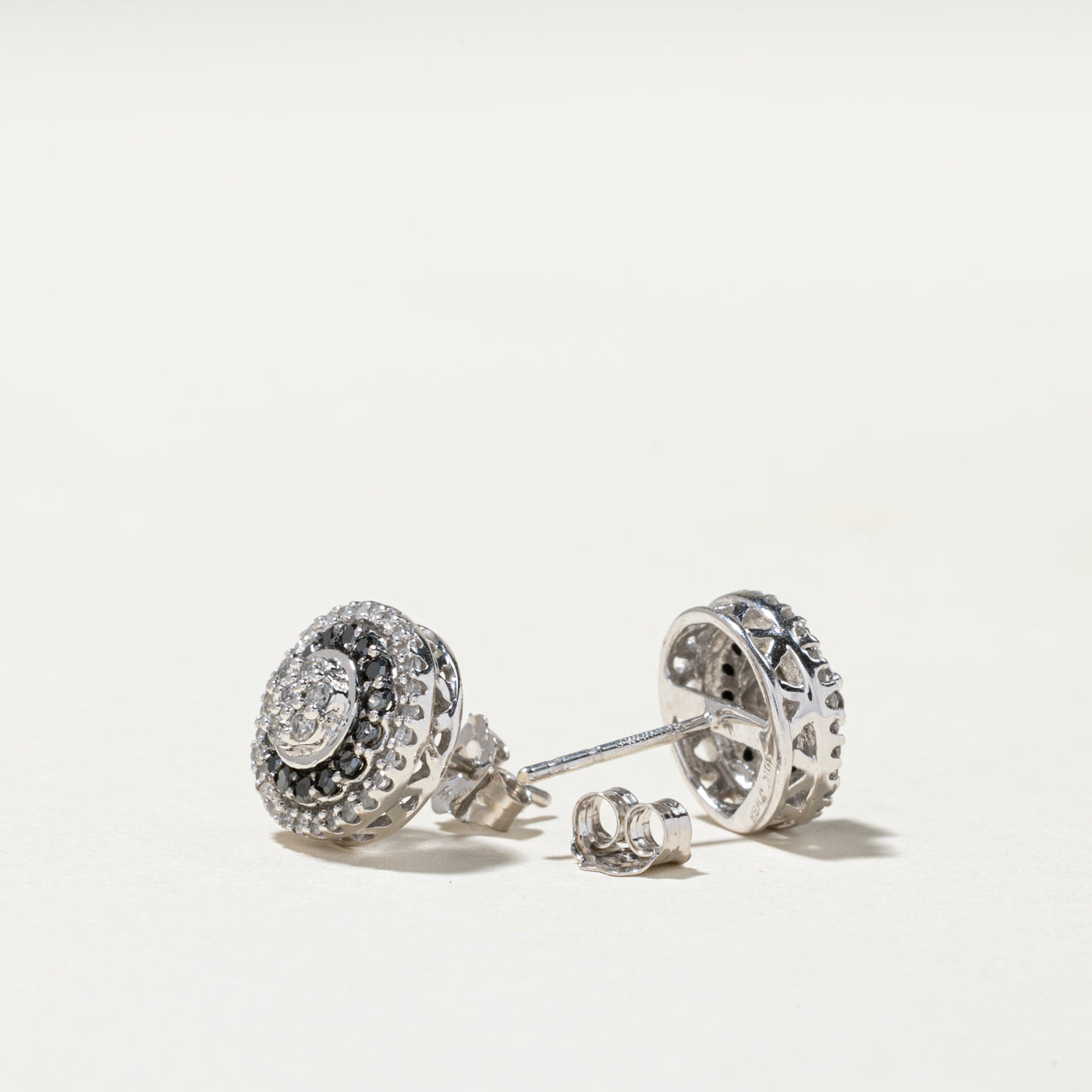 Black & White Diamond Cluster Halo Stud Earrings | 0.33ctw