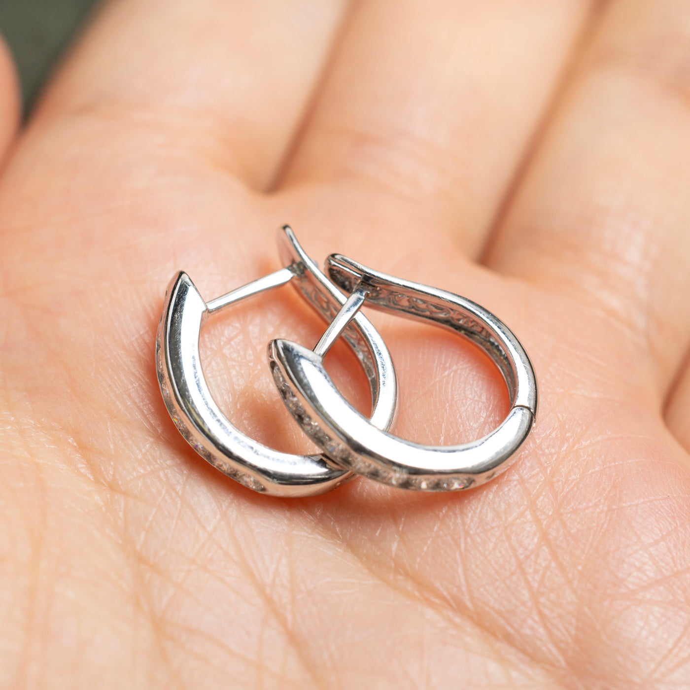 Channel Set Diamond Hoop Earrings | 0.48ctw