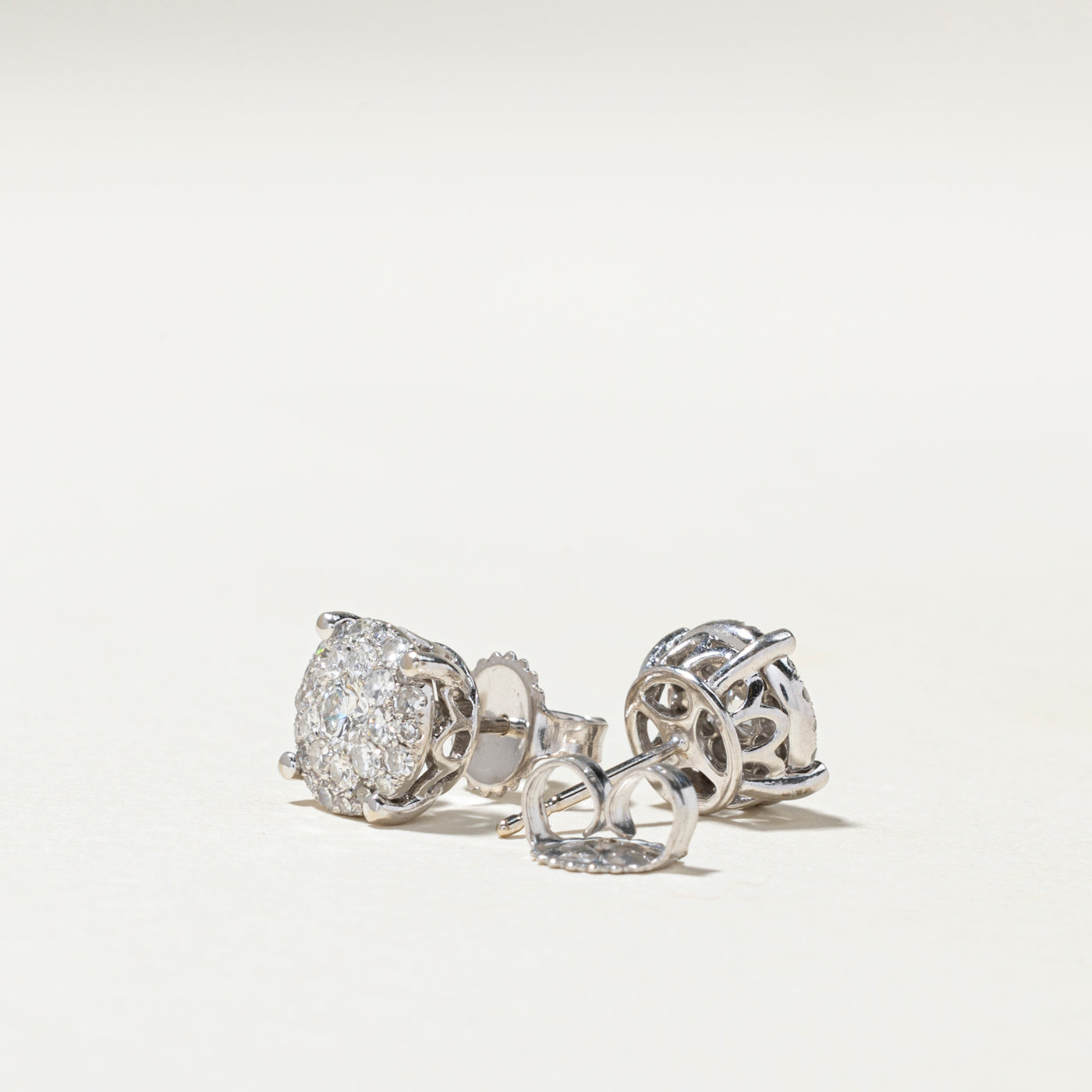 Diamond Cluster Stud Earrings | 0.94ctw