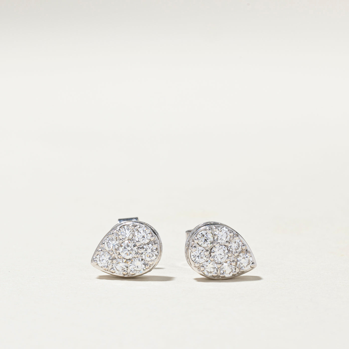 Diamond Cluster Pear Shaped Stud Earrings | 0.70ctw