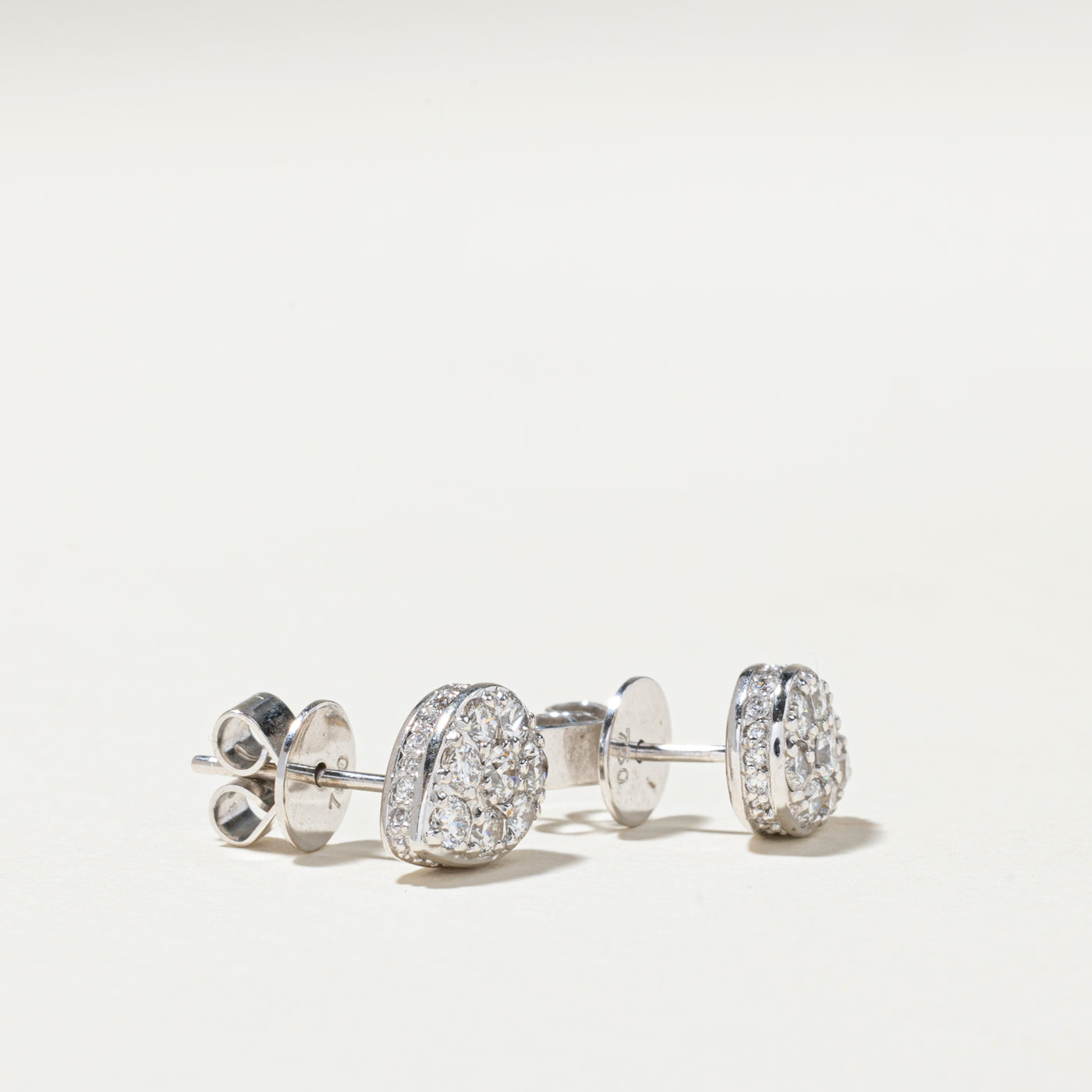 Diamond Cluster Pear Shaped Stud Earrings | 0.70ctw