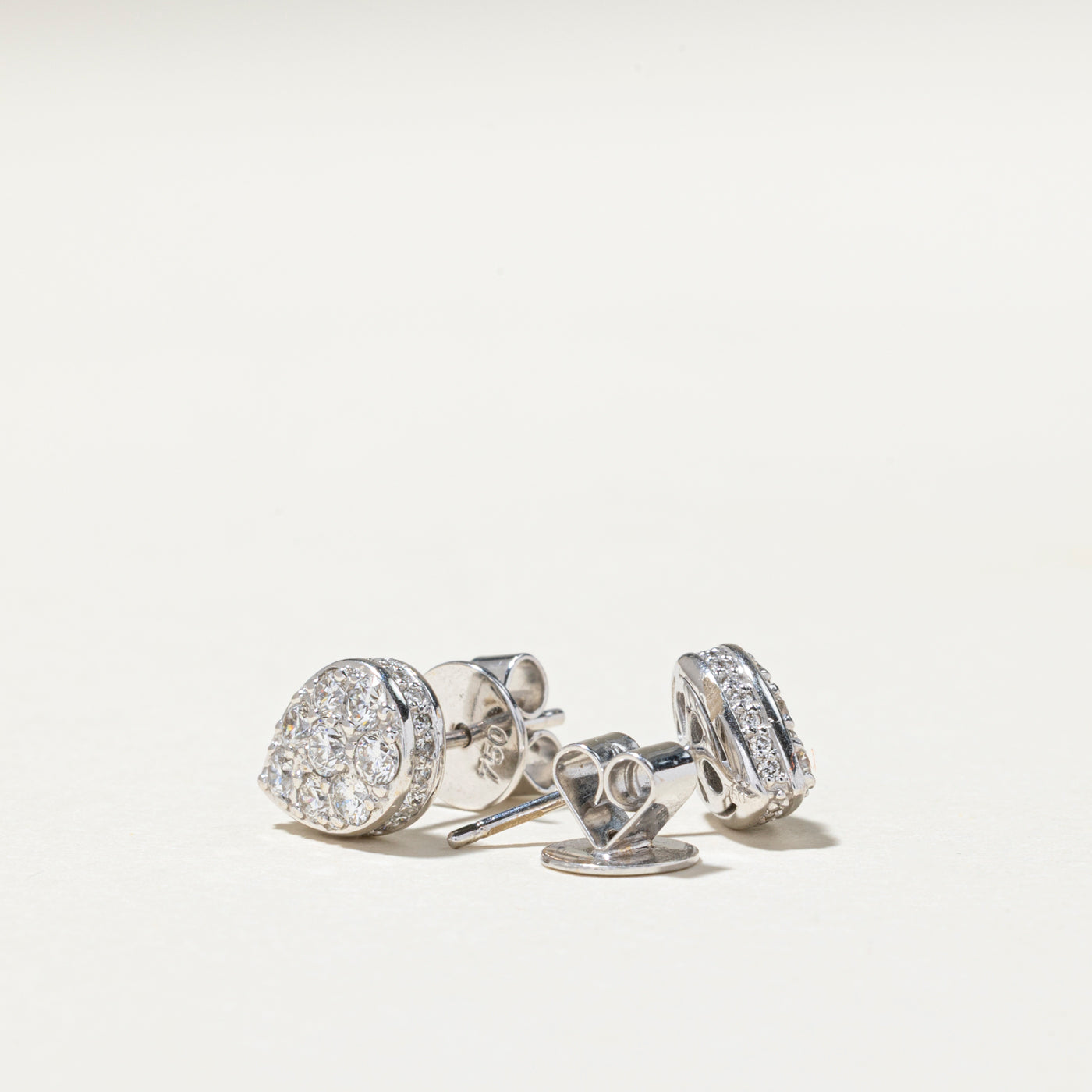 Diamond Cluster Pear Shaped Stud Earrings | 0.70ctw