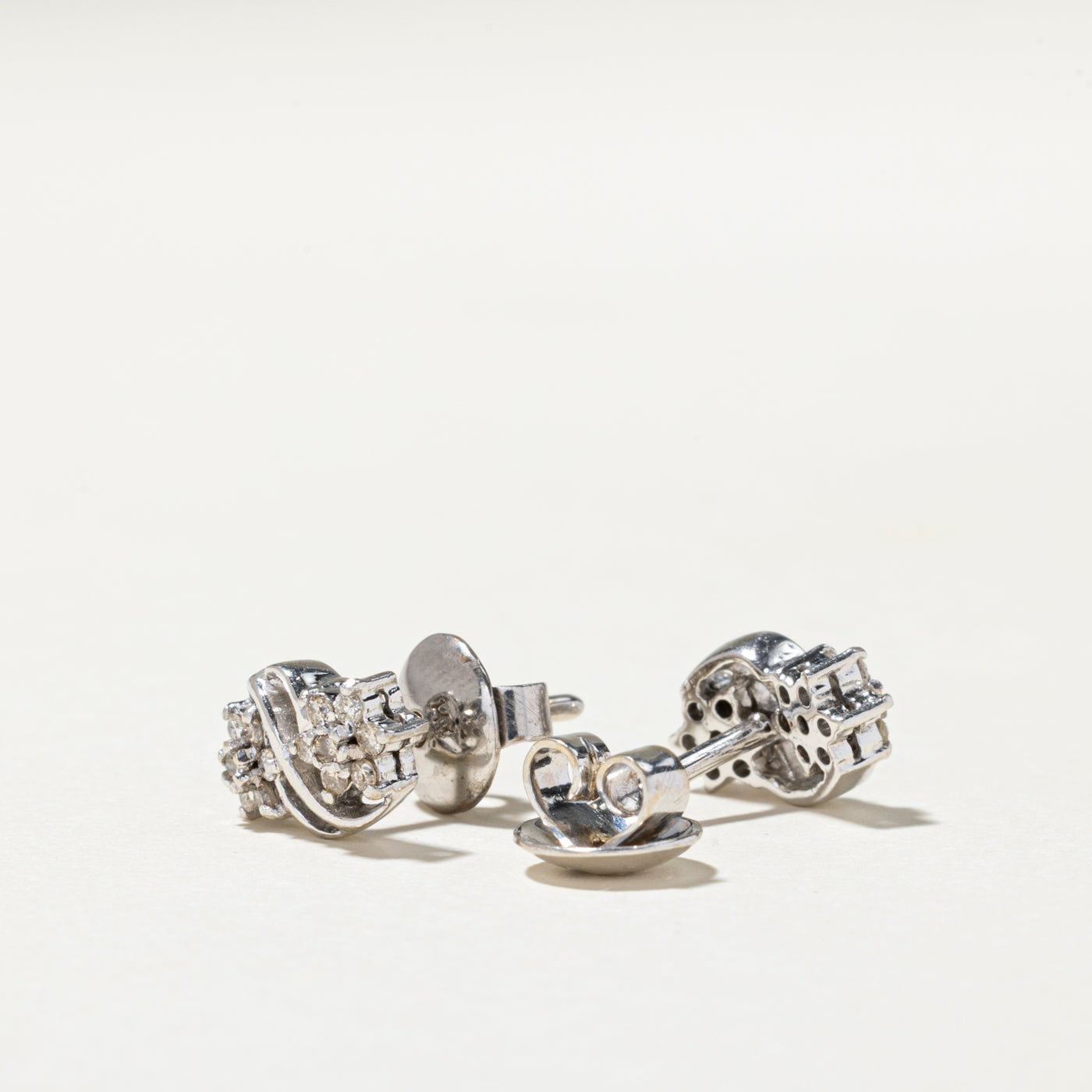 Diamond Cluster Wavy Stud Earrings | 0.28ctw