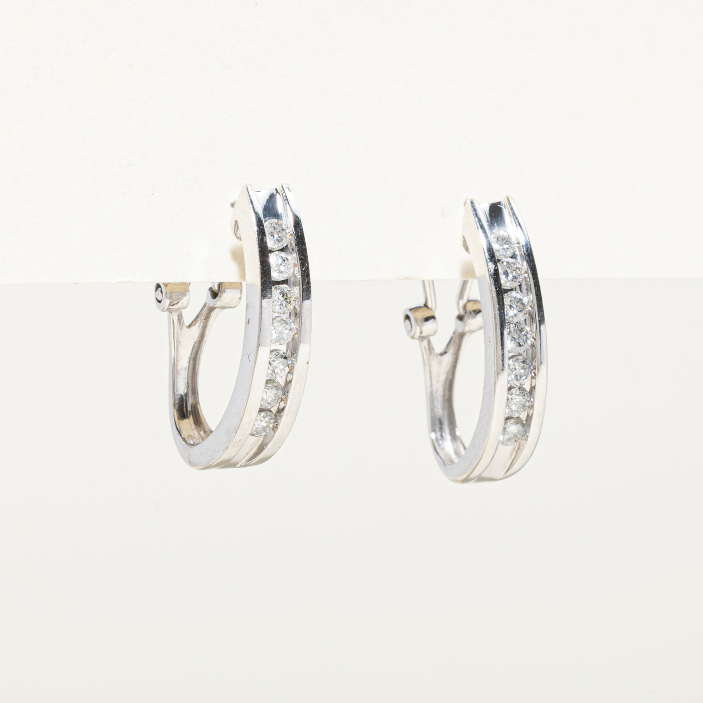 Channel Set Diamond Huggie Earrings | 0.45ctw