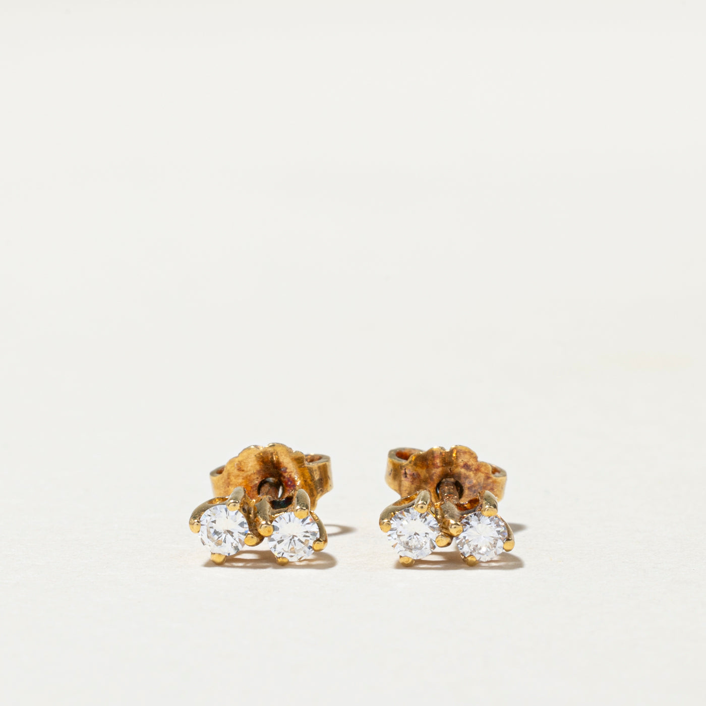 Vintage Portuguese Double Diamond Stud Earrings | 0.30ctw