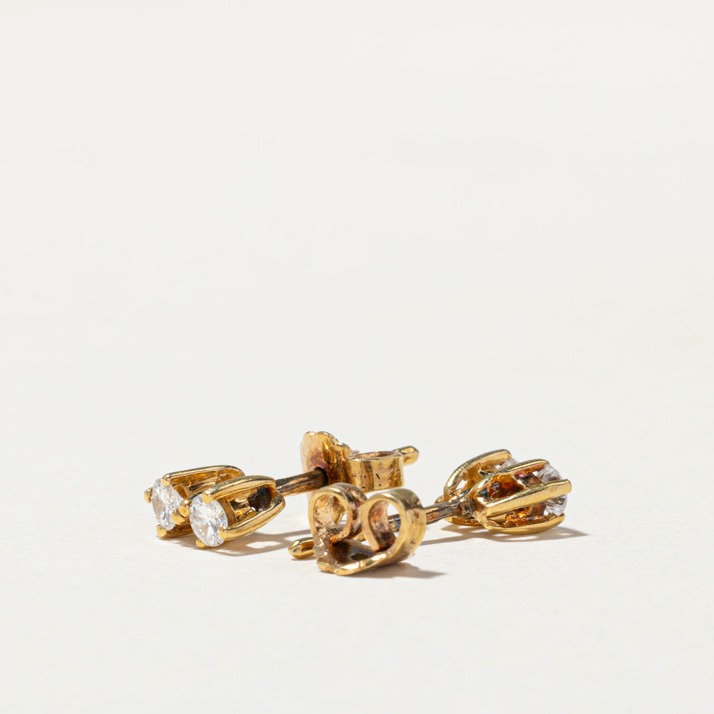 Vintage Portuguese Double Diamond Stud Earrings | 0.30ctw