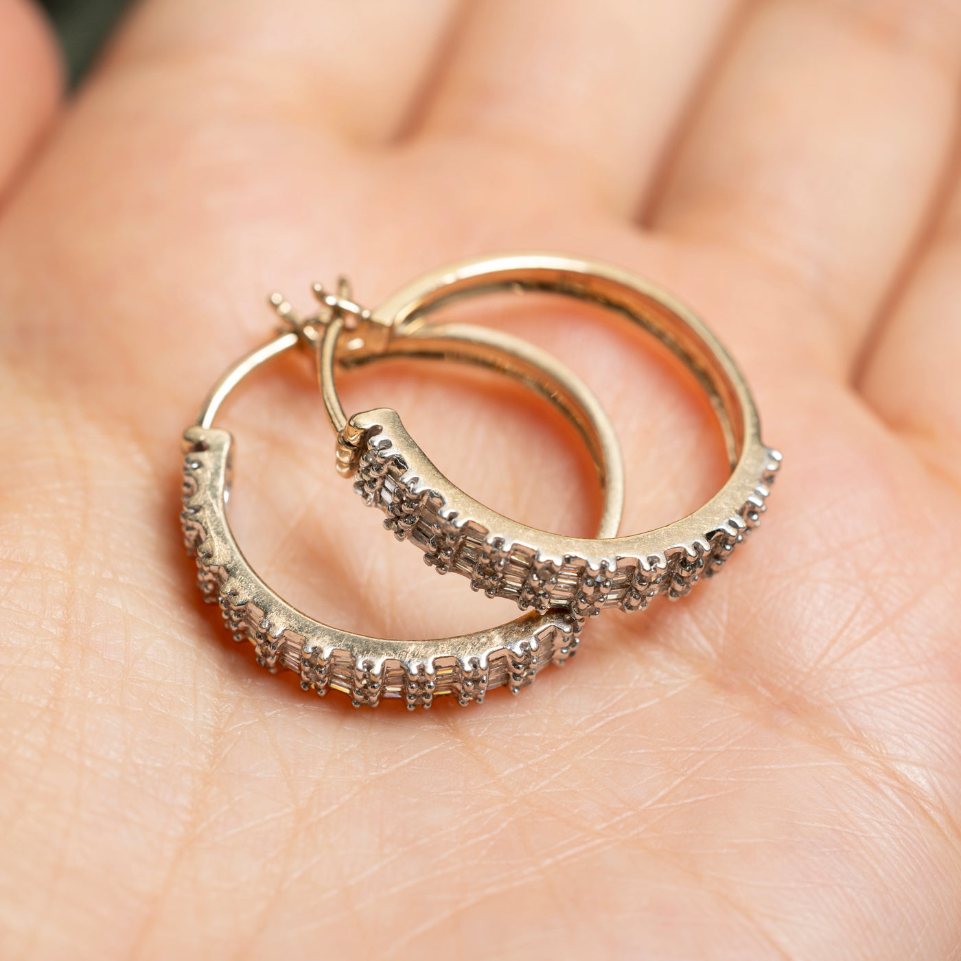 Mixed Cut Diamond Hoop Earrings | 0.65ctw