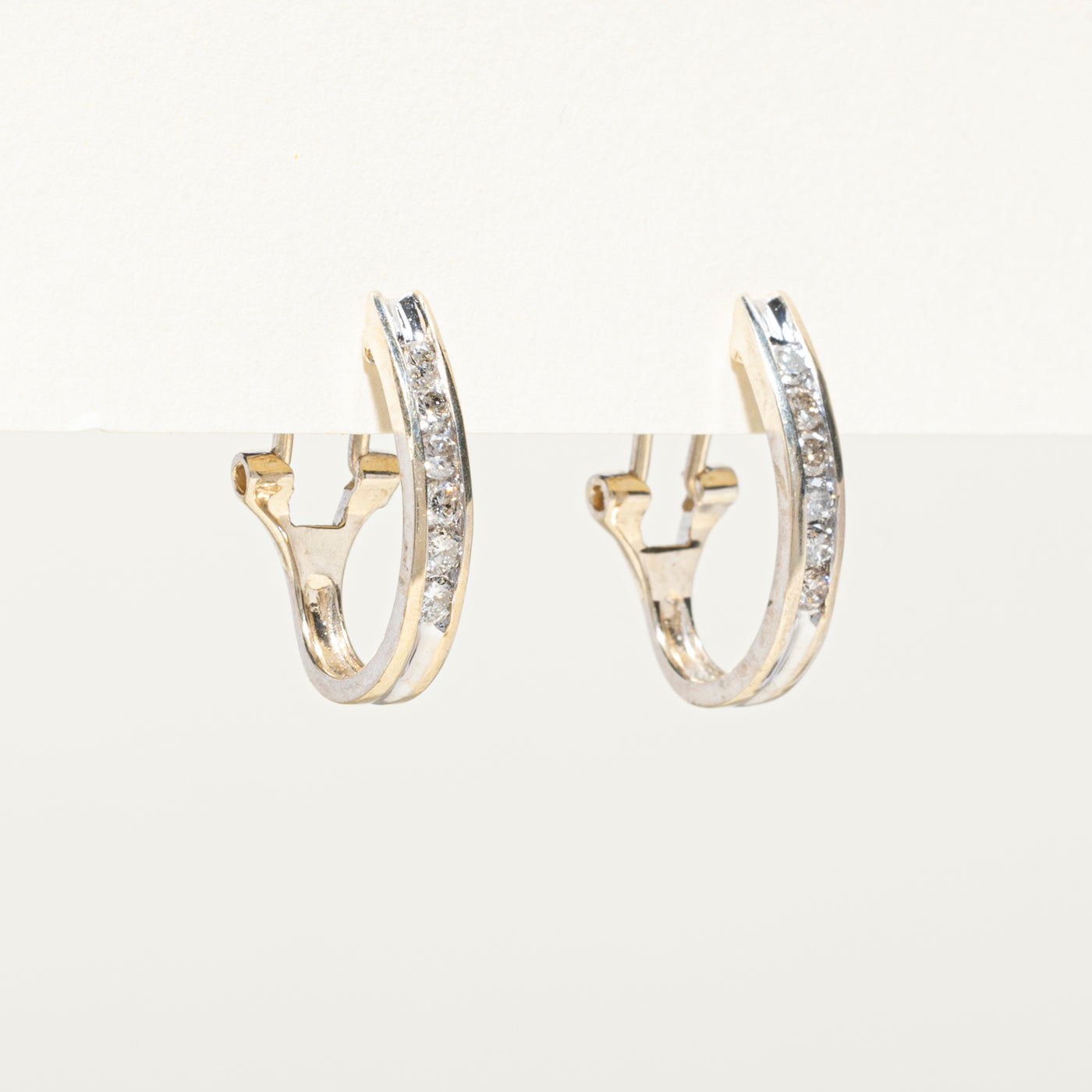 Channel Set Diamond Huggie Earrings | 0.48ctw