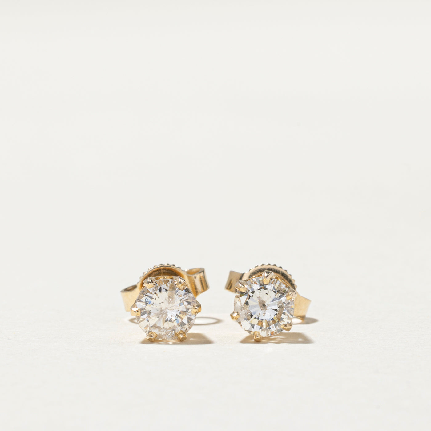 Solitaire Six Prong Diamond Stud Earrings | 0.80ctw