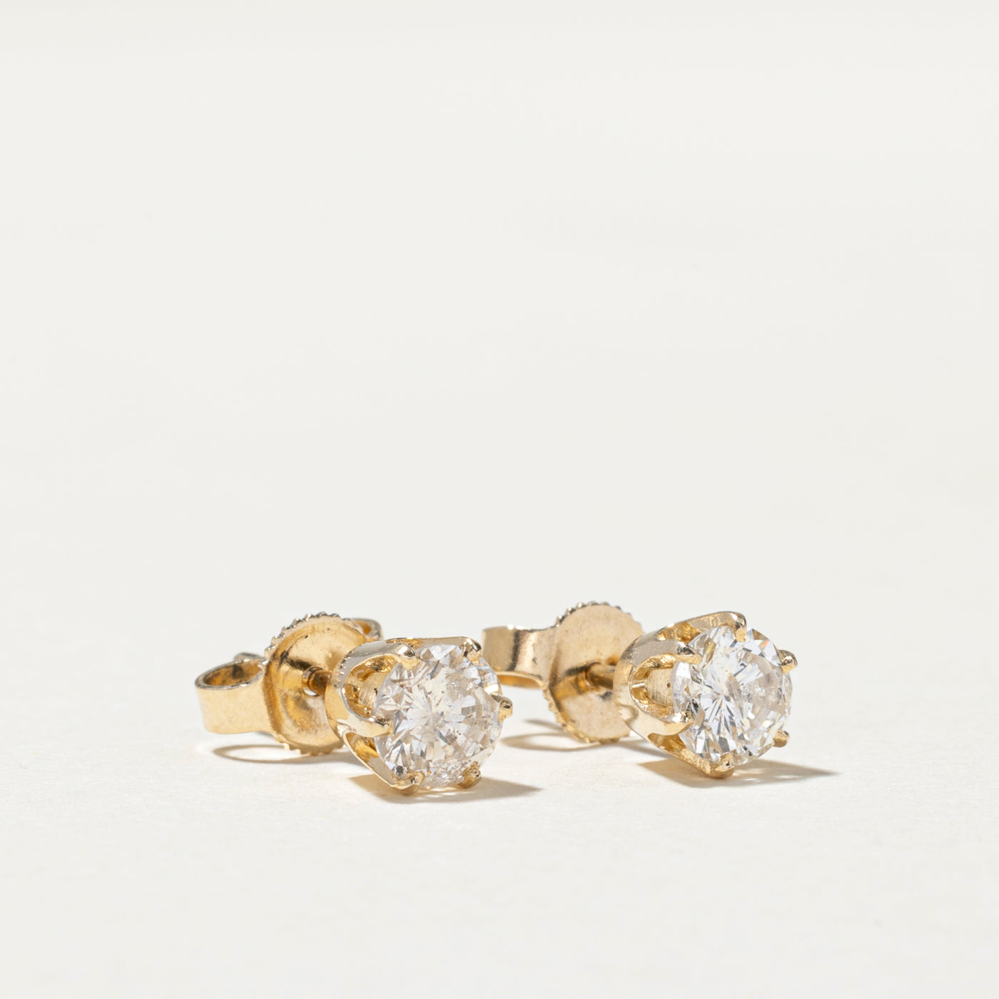 Solitaire Six Prong Diamond Stud Earrings | 0.80ctw