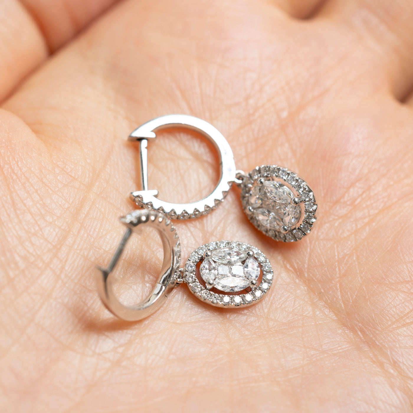 Illusion Set Diamond Halo Drop Earrings | 0.68ctw