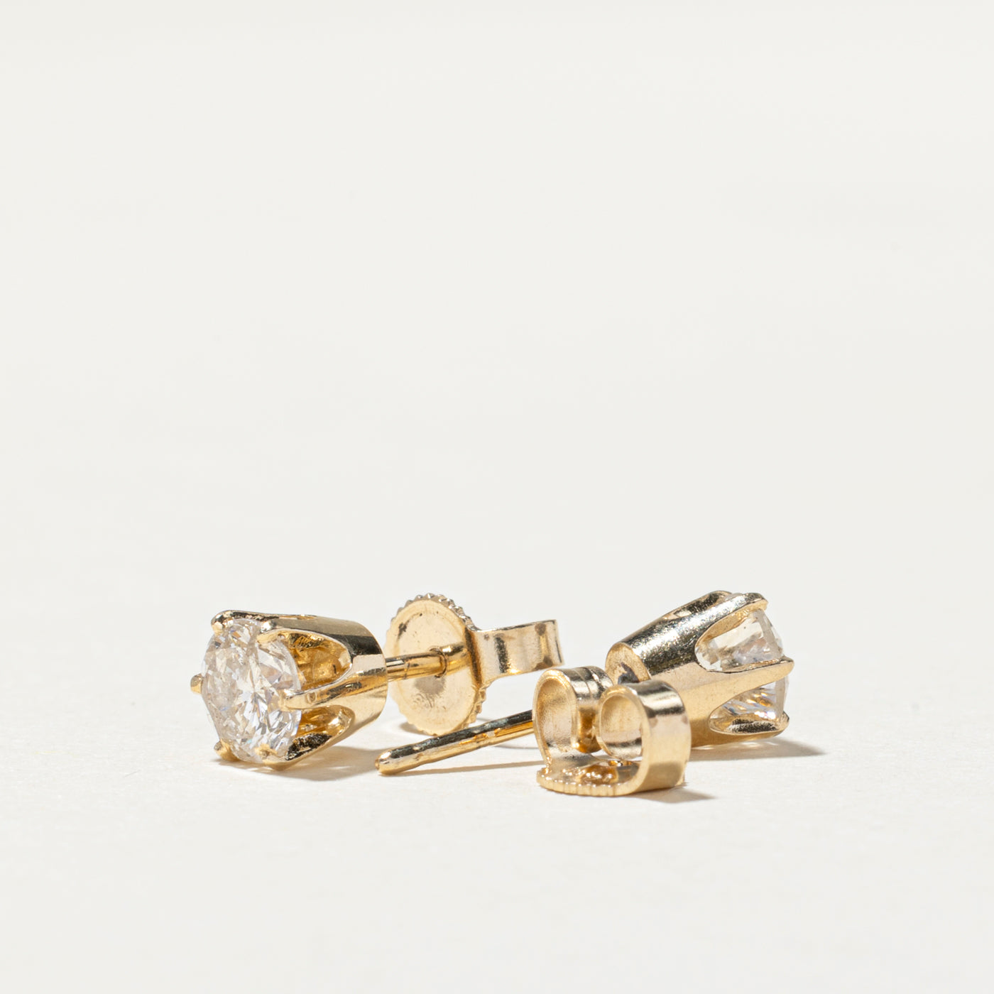 Solitaire Six Prong Diamond Stud Earrings | 0.80ctw