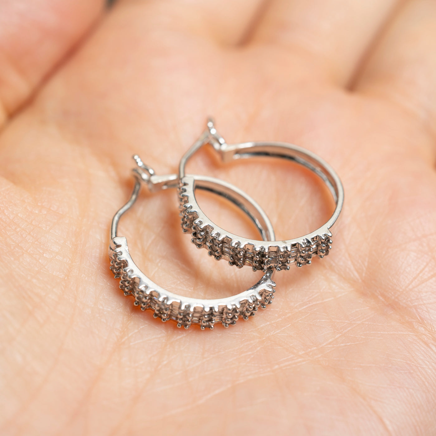 Multi Cut Diamond Hoop Earrings | 0.50ctw