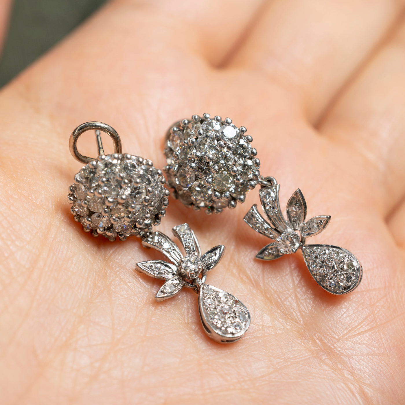 Diamond Mixed Cluster Drop Earrings | 2.50ctw