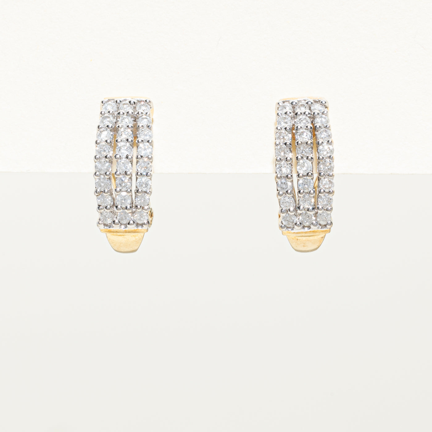 Multi Column Diamond Huggie Earrings | 0.96ctw