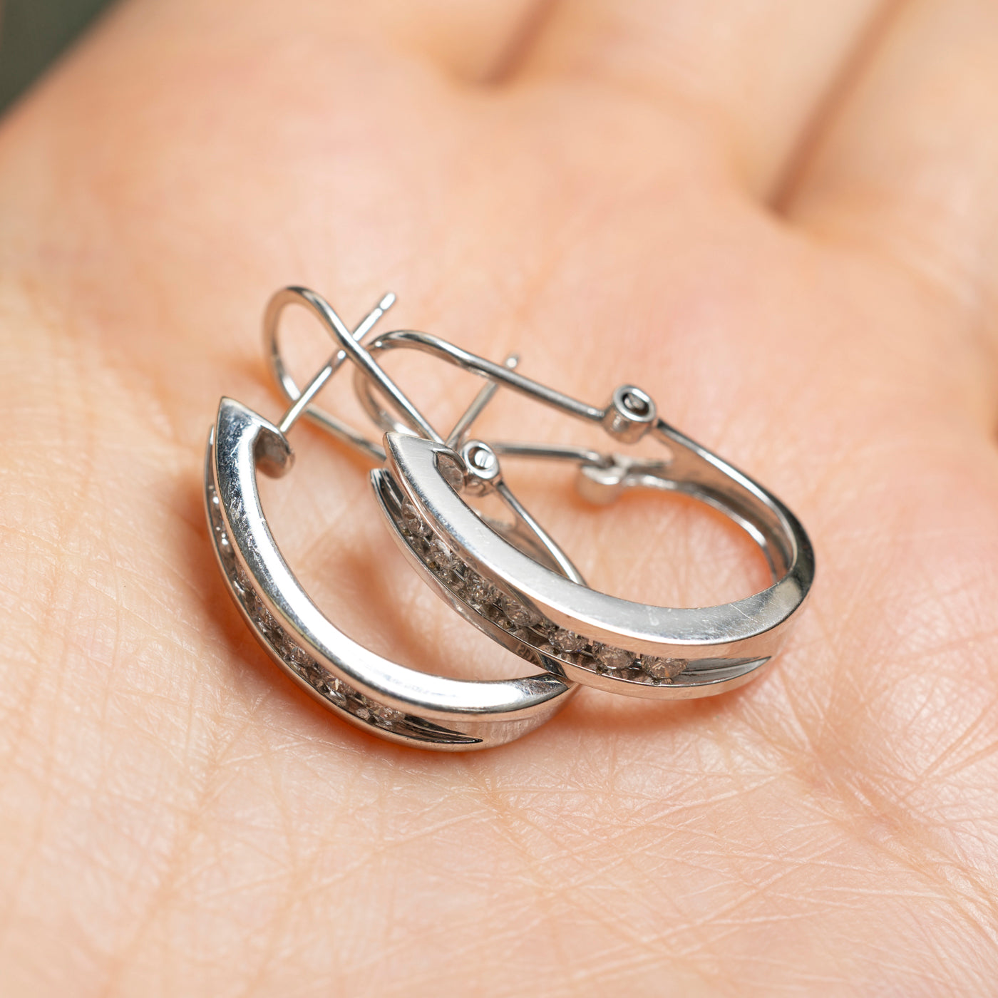 Channel Set Diamond Huggie Earrings | 0.45ctw