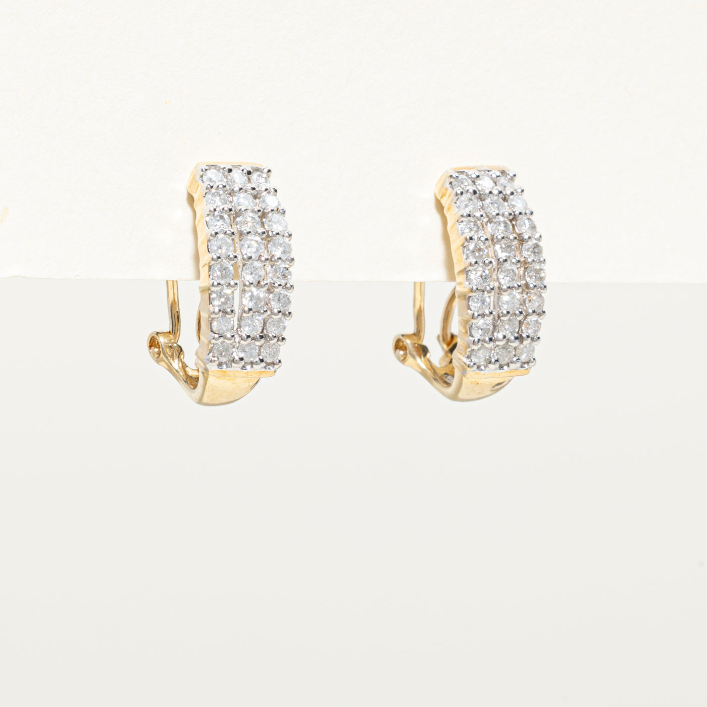Multi Column Diamond Huggie Earrings | 0.96ctw