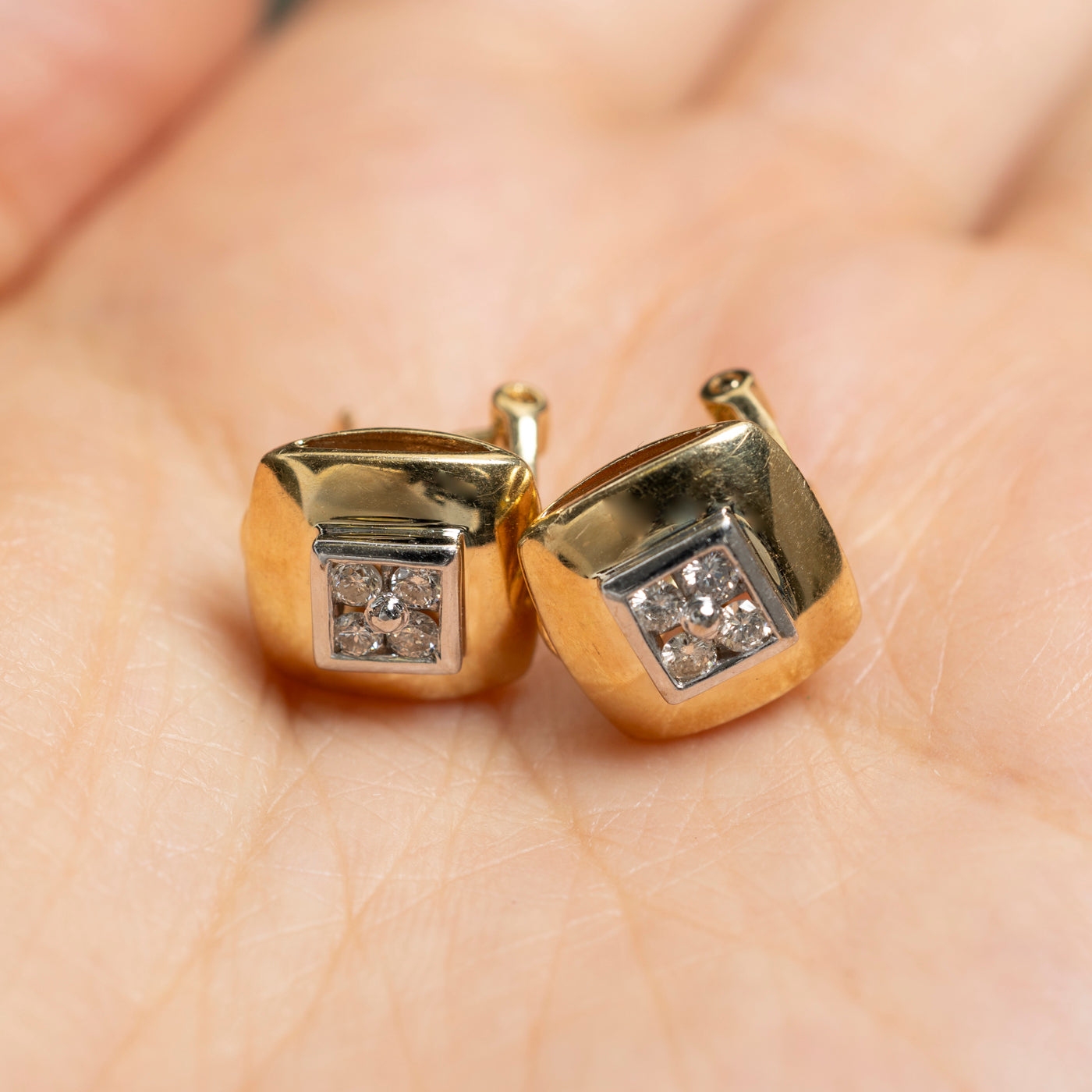 Diamond Square Cluster Stud Earrings | 0.24ctw