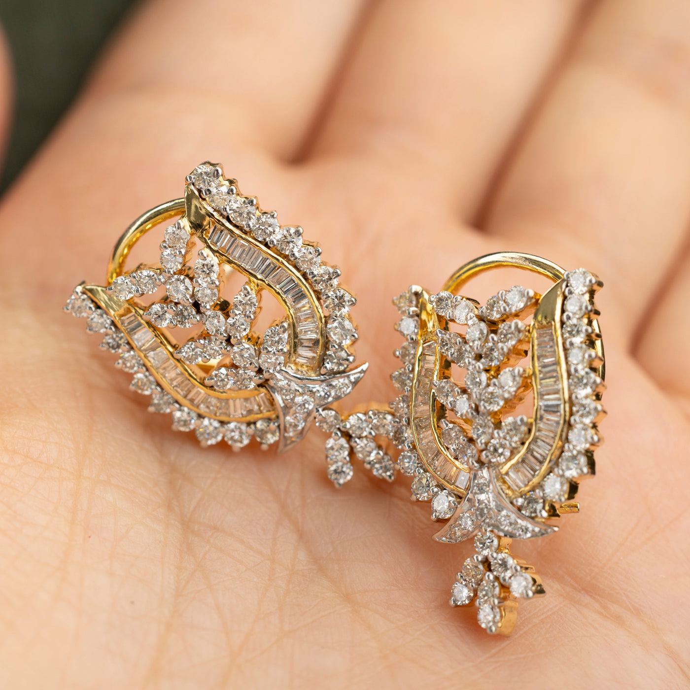 Multi Cut Diamond Ornate Stud Earrings | 2.00ctw