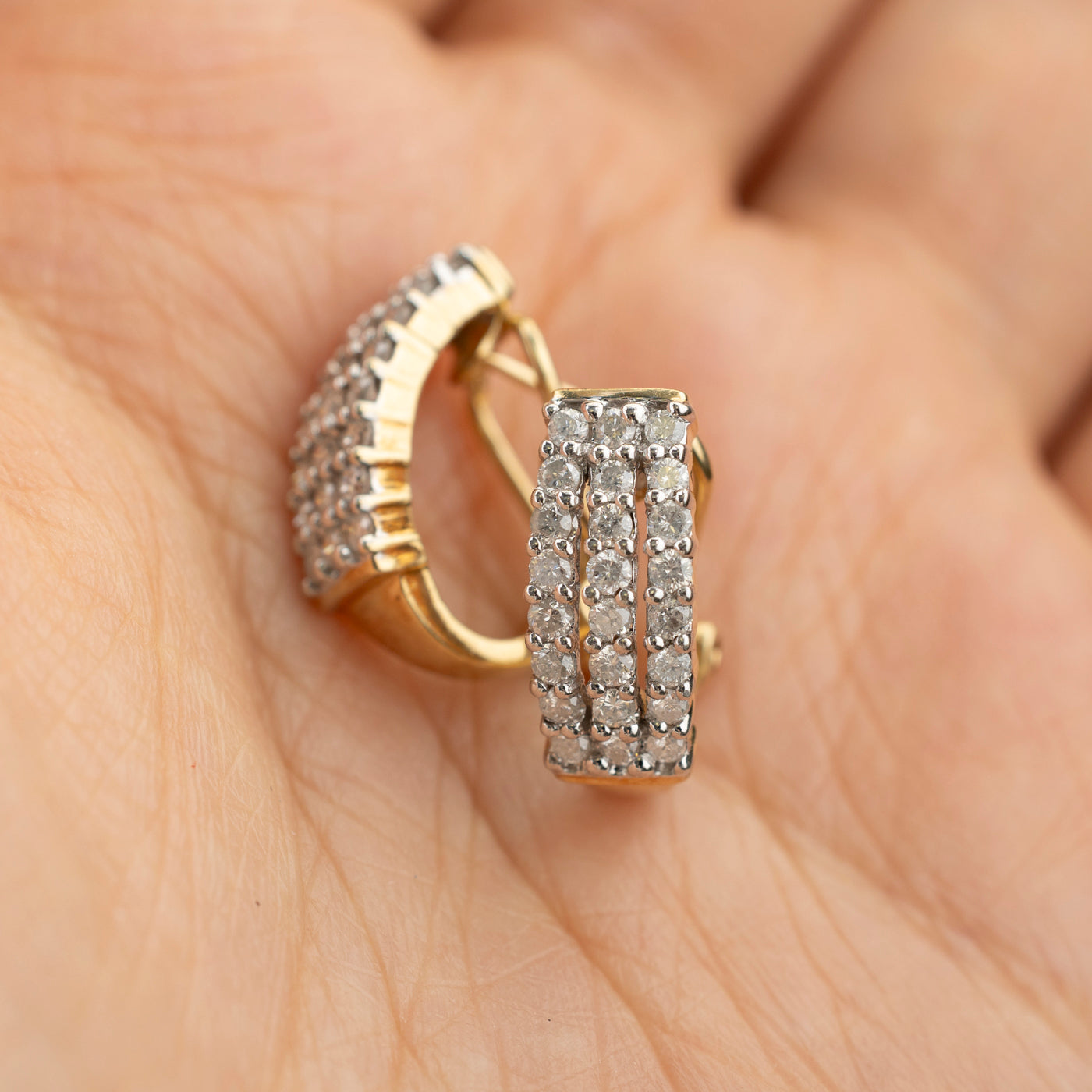 Multi Column Diamond Huggie Earrings | 0.96ctw