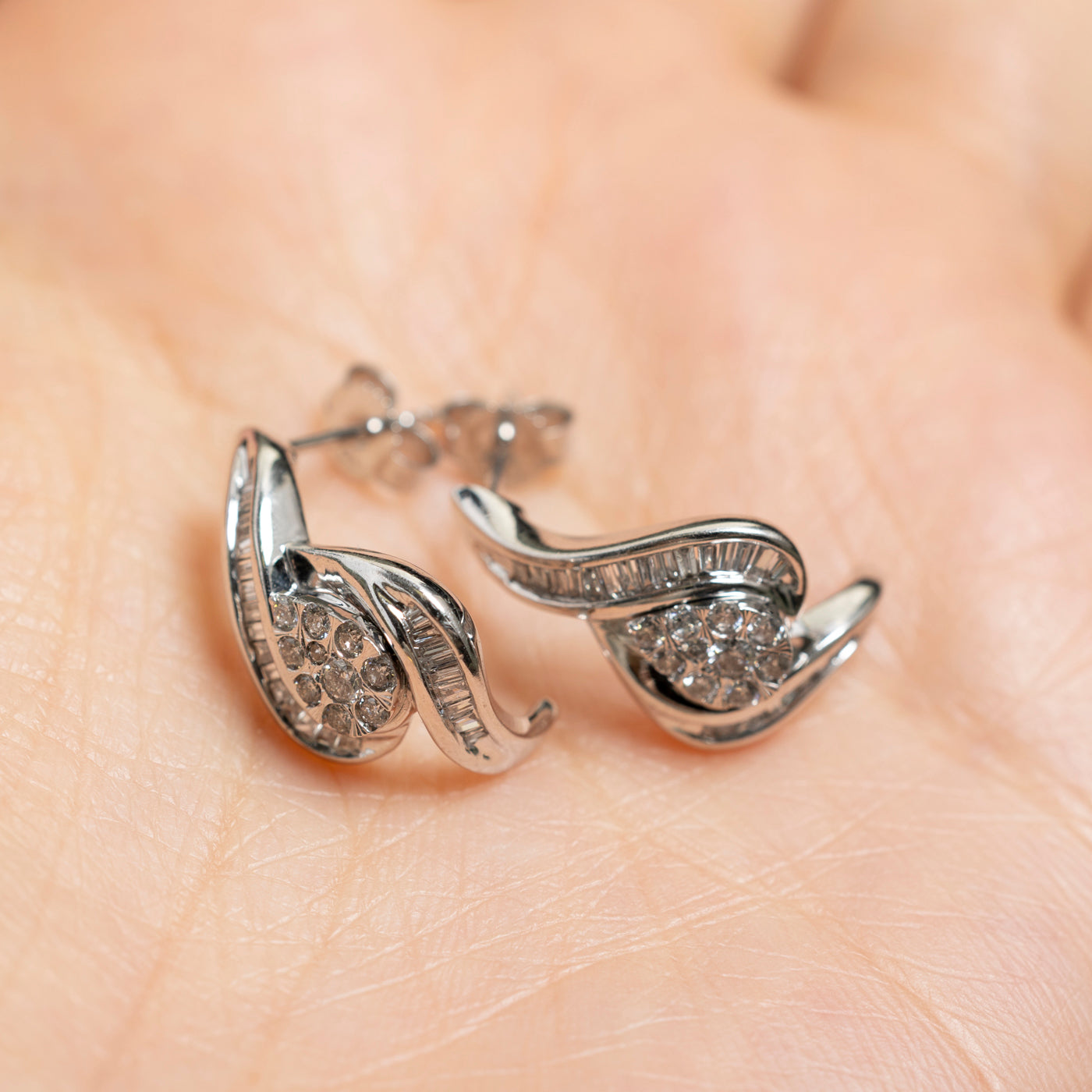 Diamond Pear Cluster Stud Earrings | 0.44ctw