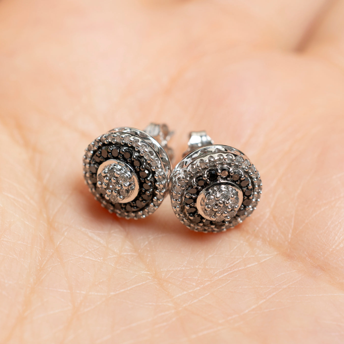 Black & White Diamond Cluster Halo Stud Earrings | 0.33ctw