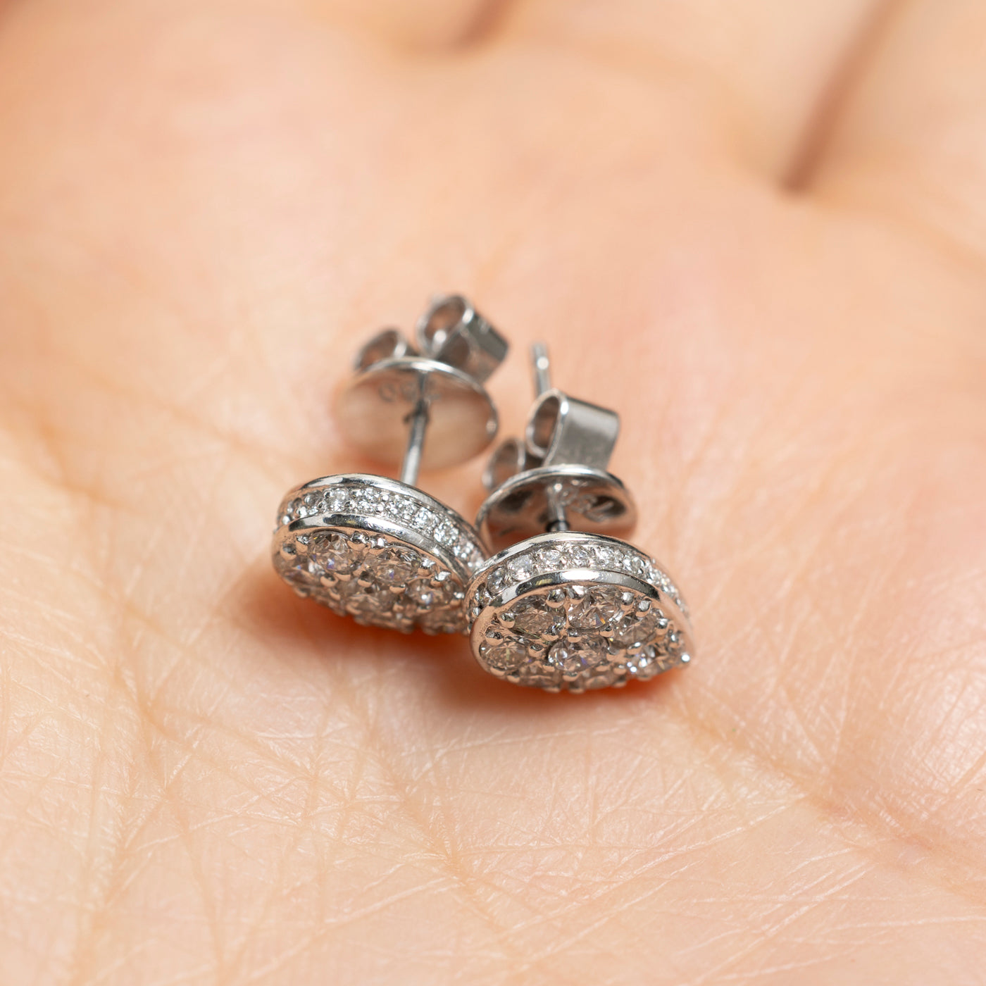 Diamond Cluster Pear Shaped Stud Earrings | 0.70ctw