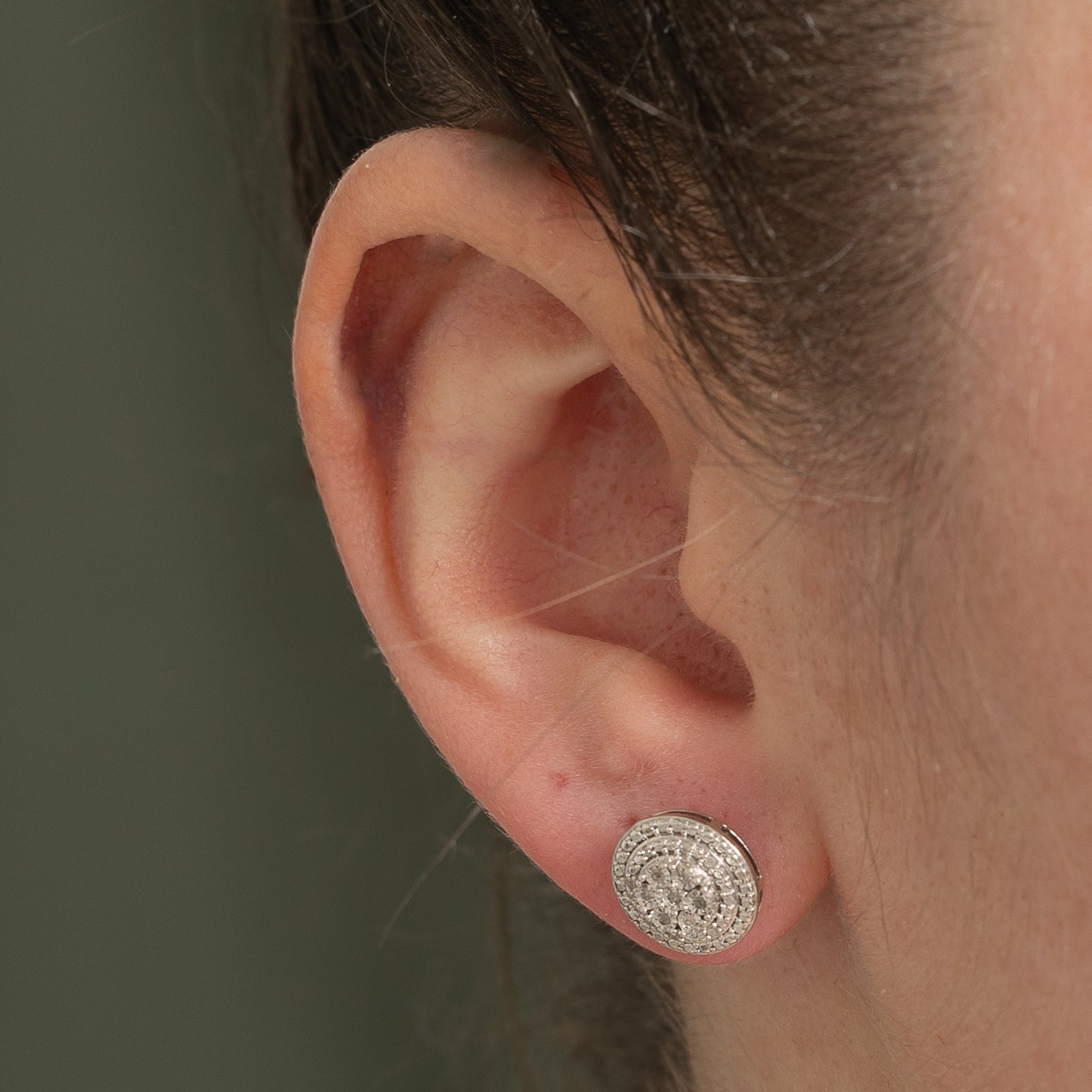 Silver Illusion Set Diamond Cluster Stud Earrings | 0.03ctw