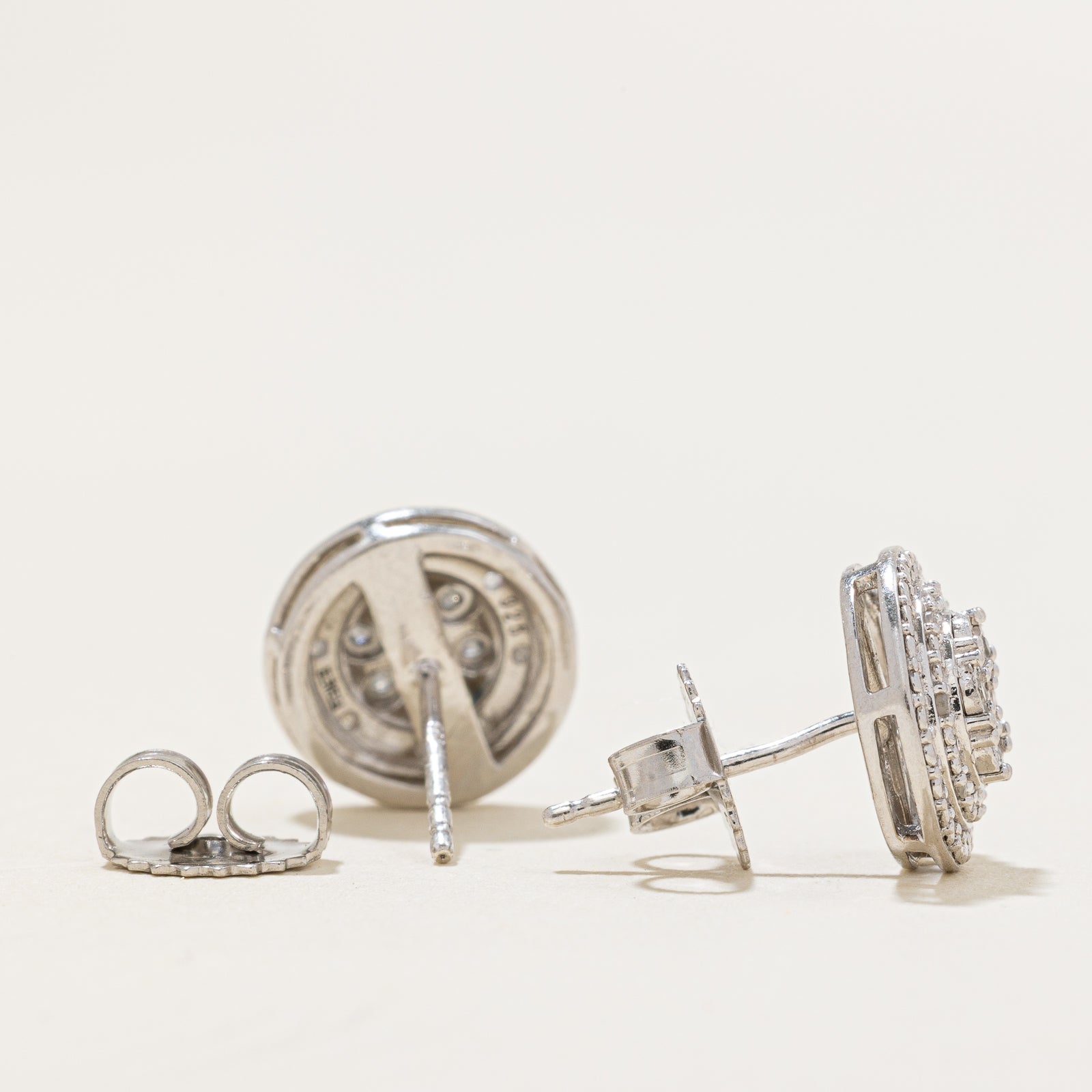 Silver Illusion Set Diamond Cluster Stud Earrings | 0.03ctw