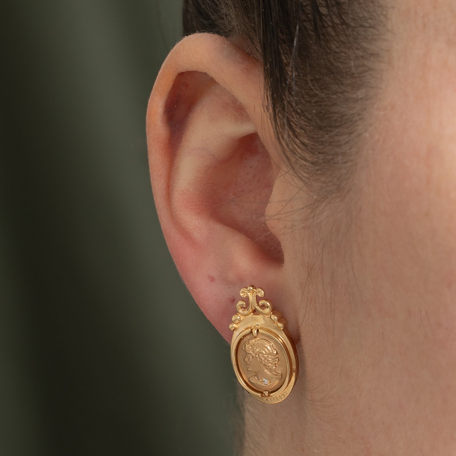 Diamond Portrait Screwback Earrings | 0.02ctw