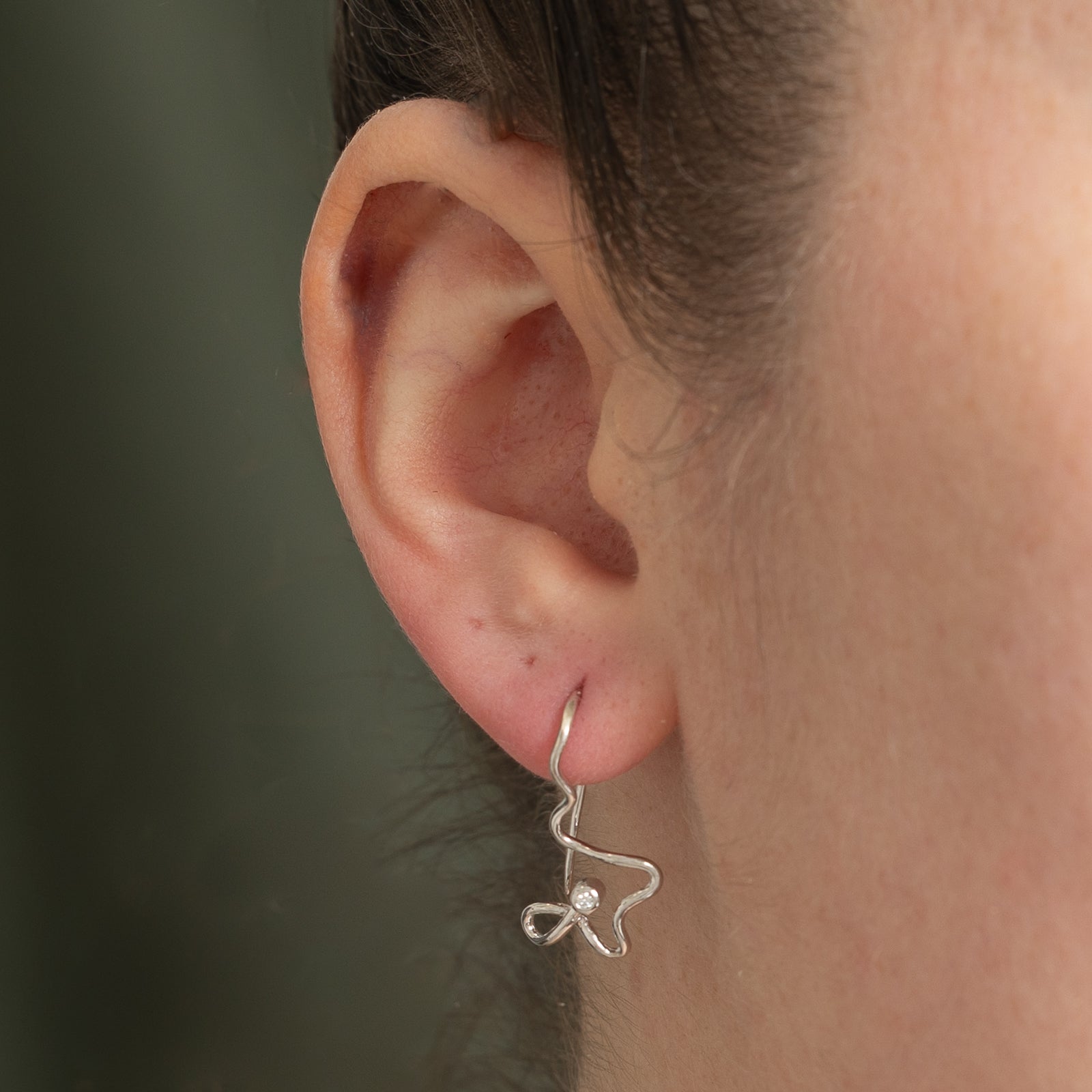 14K Diamond Abstract Drop Earrings | 0.03ctw