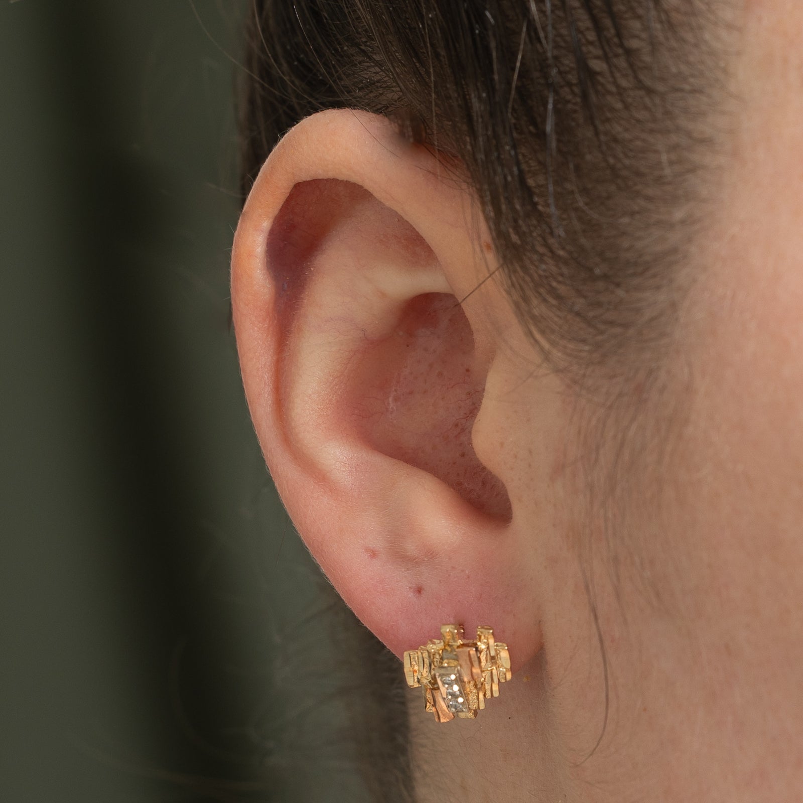 10K Diamond Textured Abstract Stud Earrings | 0.06ctw
