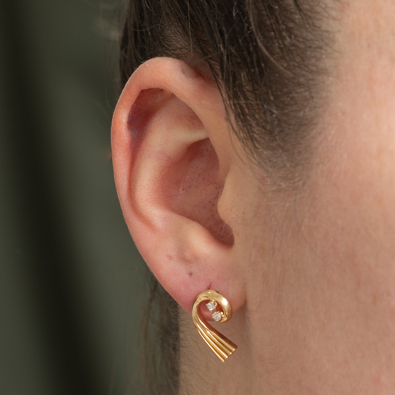 14K Diamond Swirl Stud Earrings | 0.12ctw