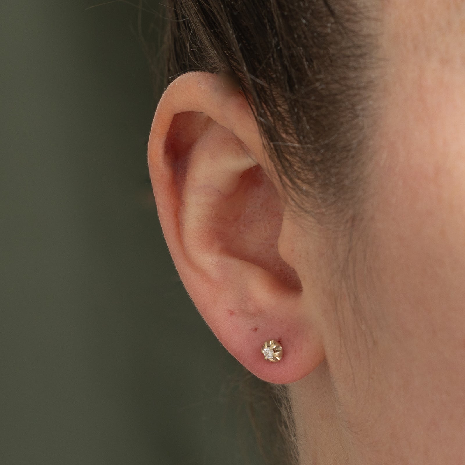 14K Belcher Set Diamond Stud Earrings | 0.08ctw