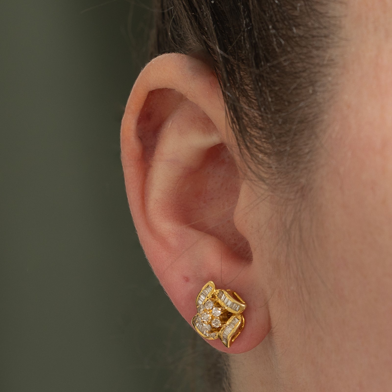 14K Diamond Cluster Stud Earrings | 0.62ctw