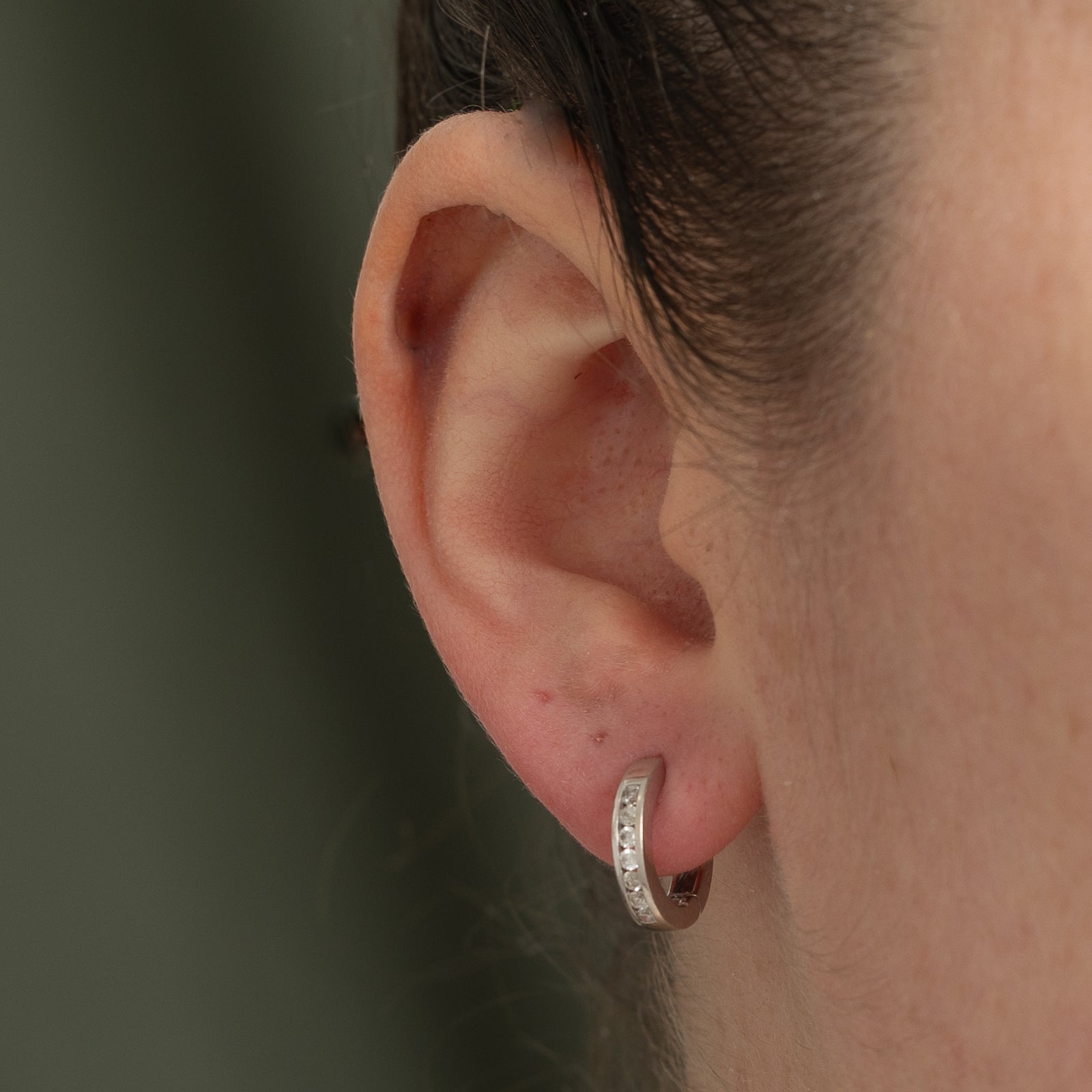 14K Channel Set Diamond Hoop Earrings | 0.28ctw