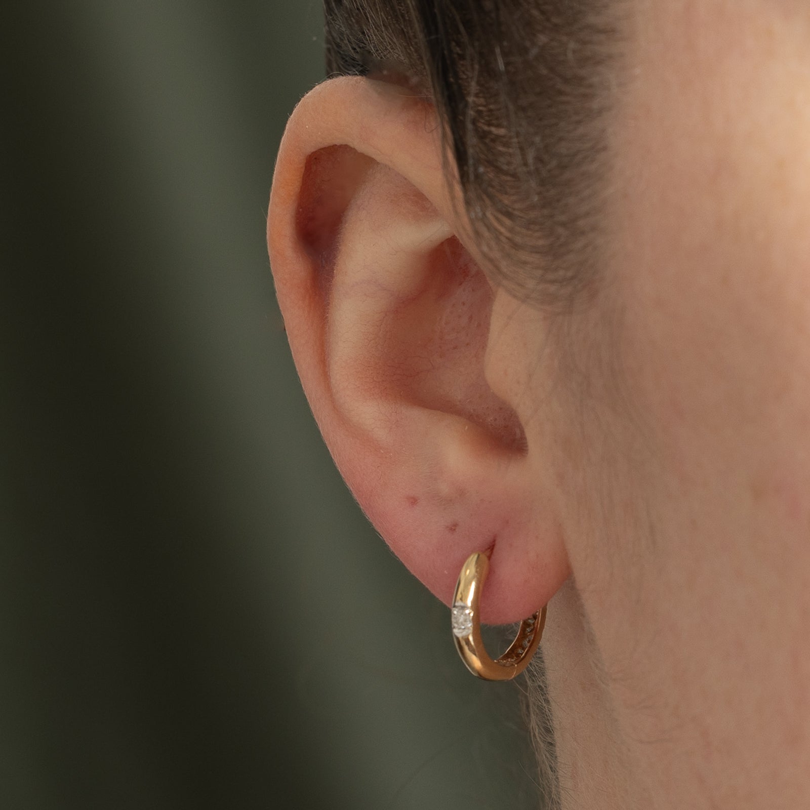 10K Single Diamond Hoop Earrings | 0.04ctw