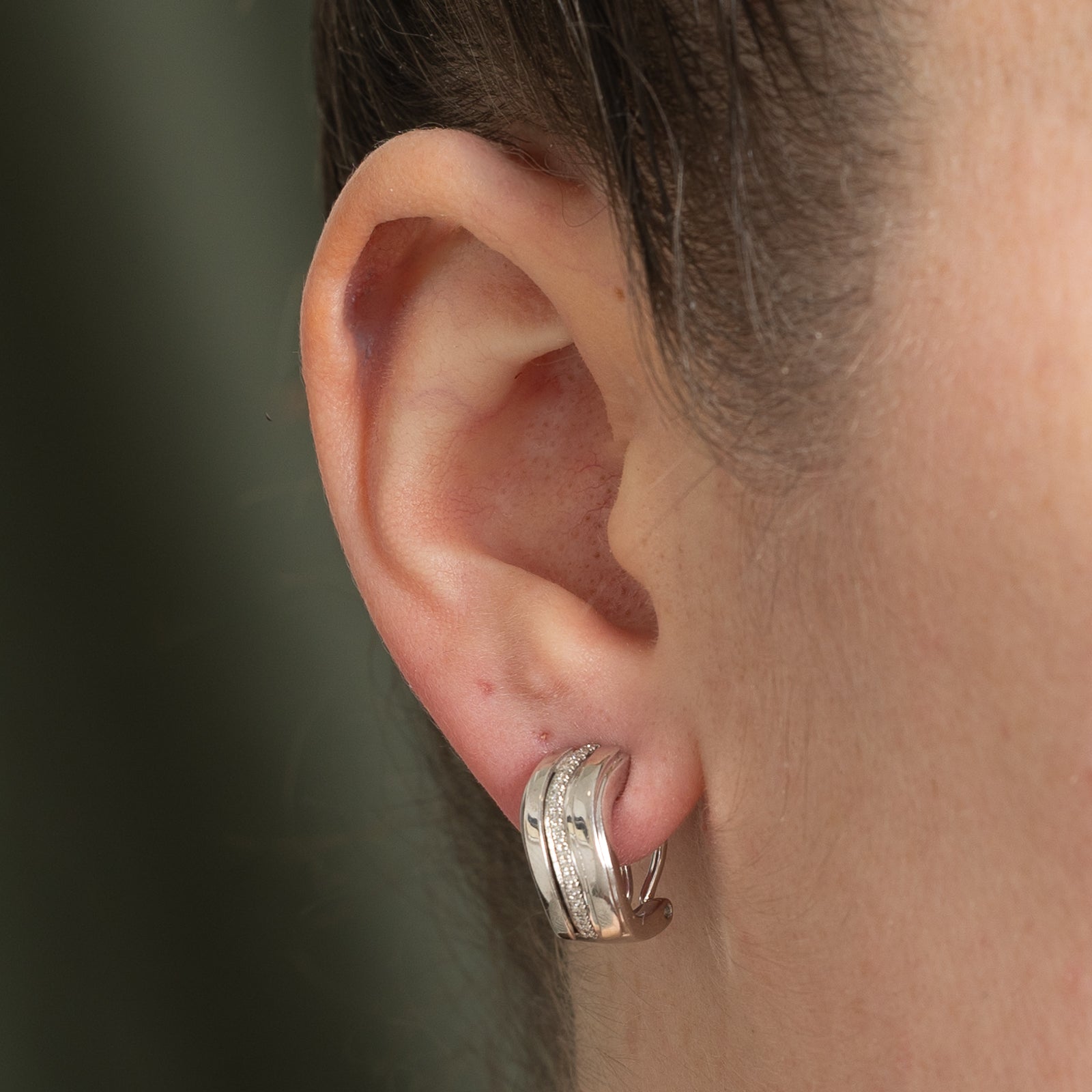 14K Diamond Thick Hoops Earrings | 0.10ctw