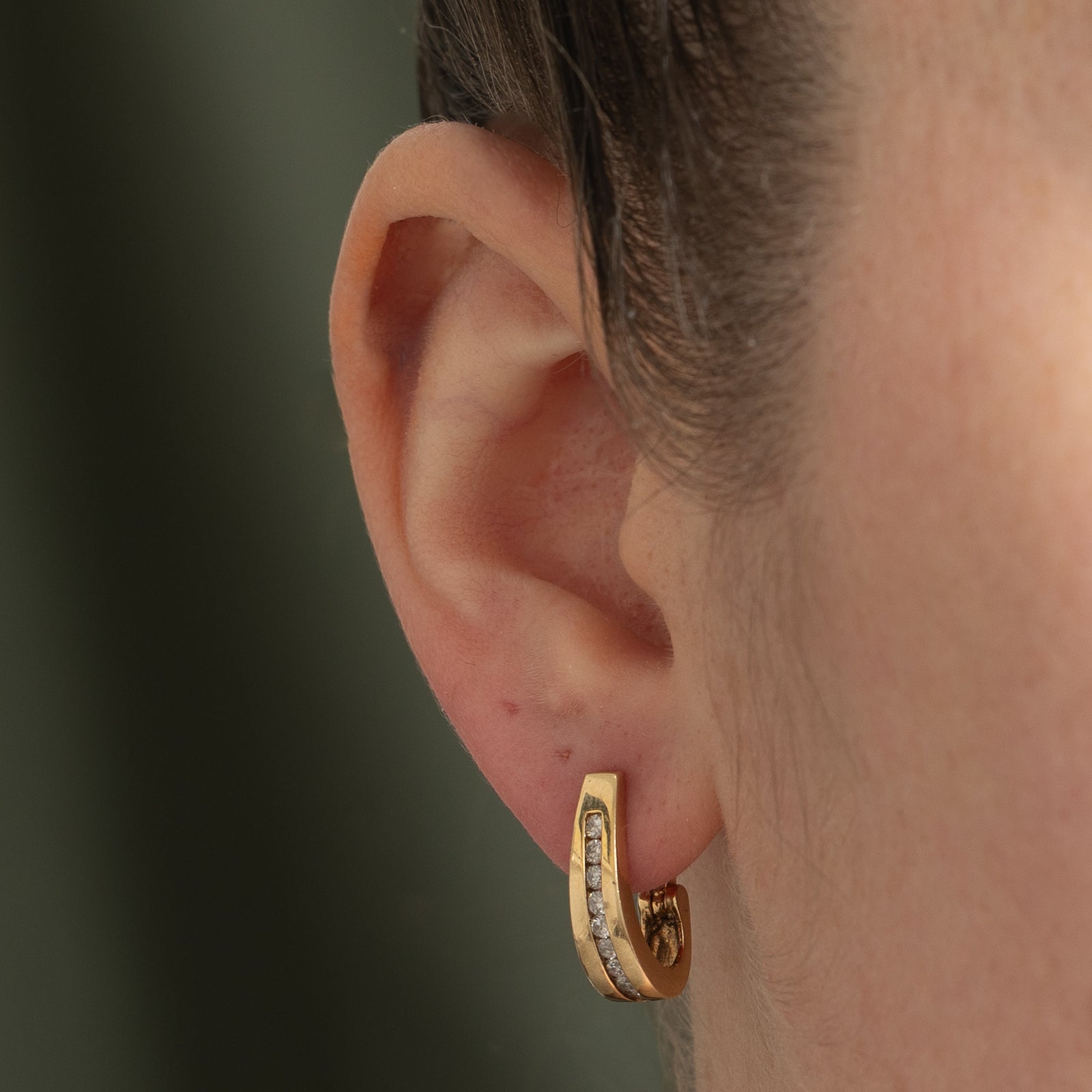 Channel Set Diamond Hoop Earrings | 0.45ctw