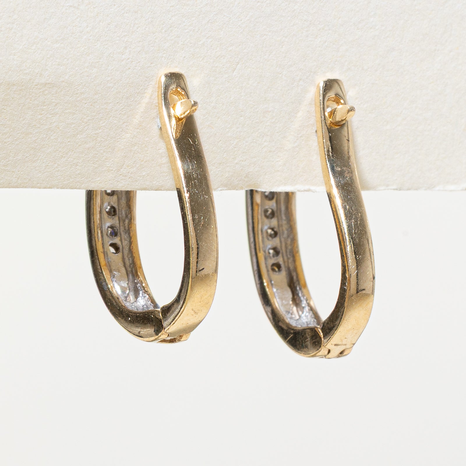 14K Two Tone Gold Diamond Hoop Earrings | 0.14ctw