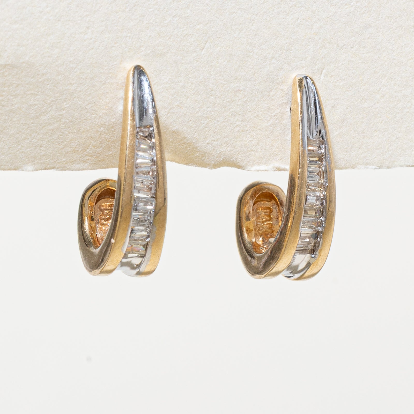 14K Channel Set Diamond Huggie Earrings | 0.16ctw