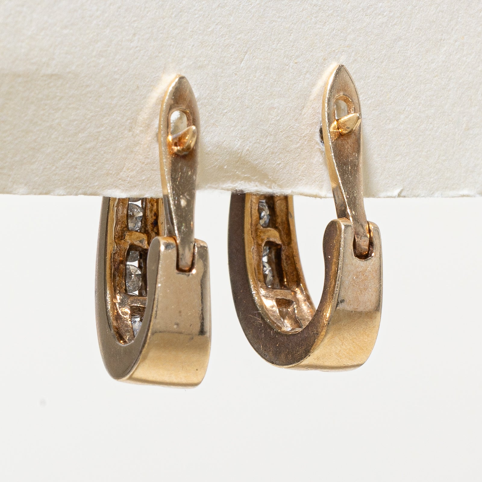 Channel Set Diamond Hoop Earrings | 0.45ctw