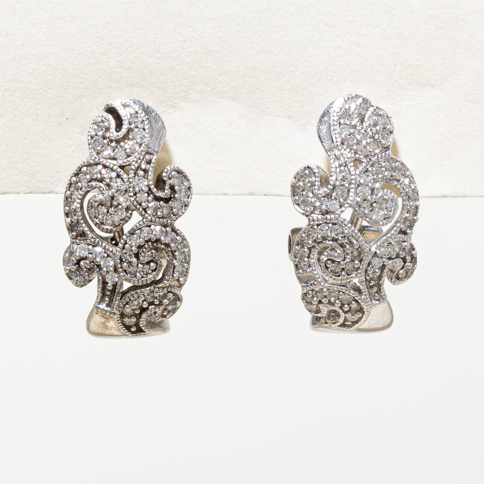 Diamond Scrollwork Ornate Earrings | 0.30ctw
