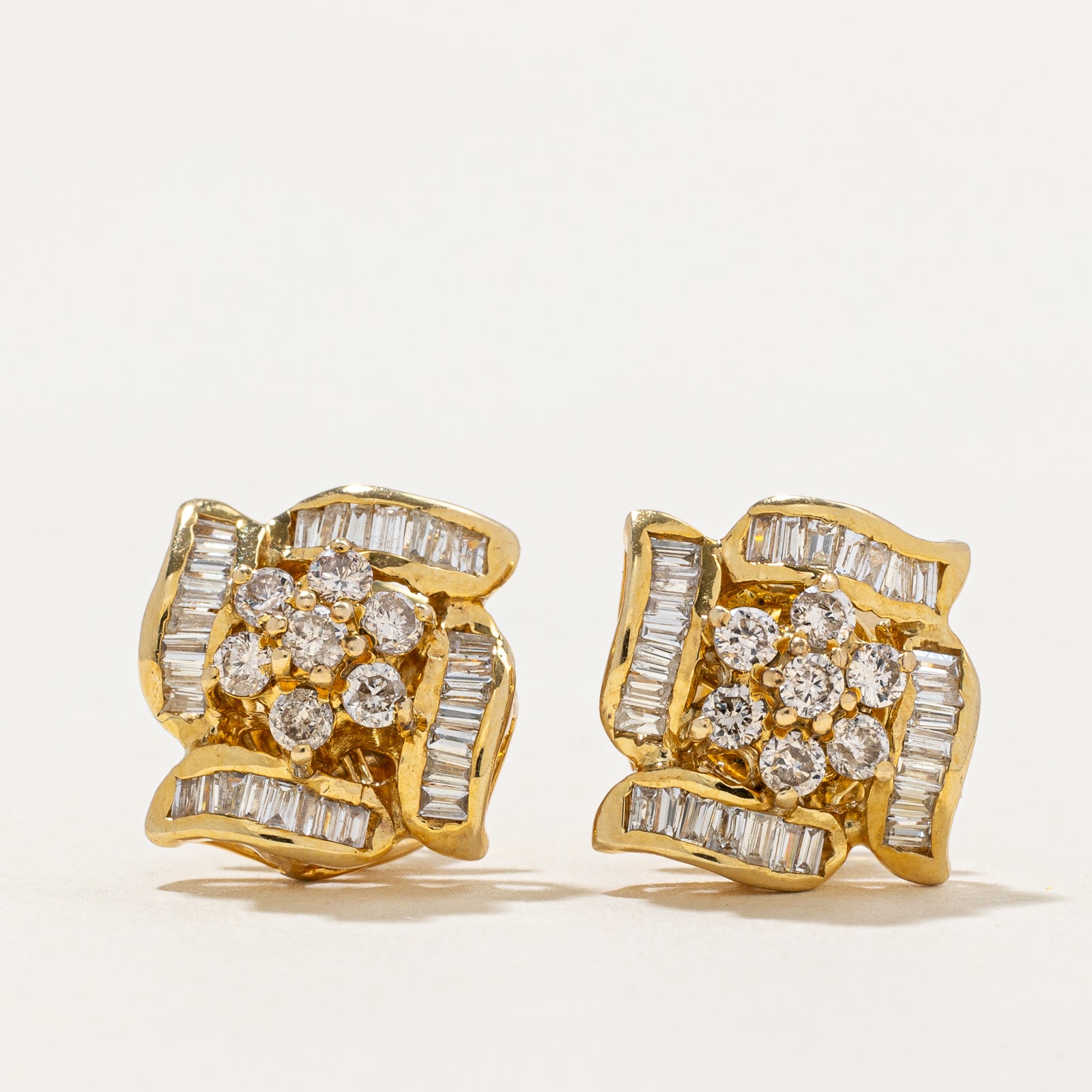 14K Diamond Cluster Stud Earrings | 0.62ctw