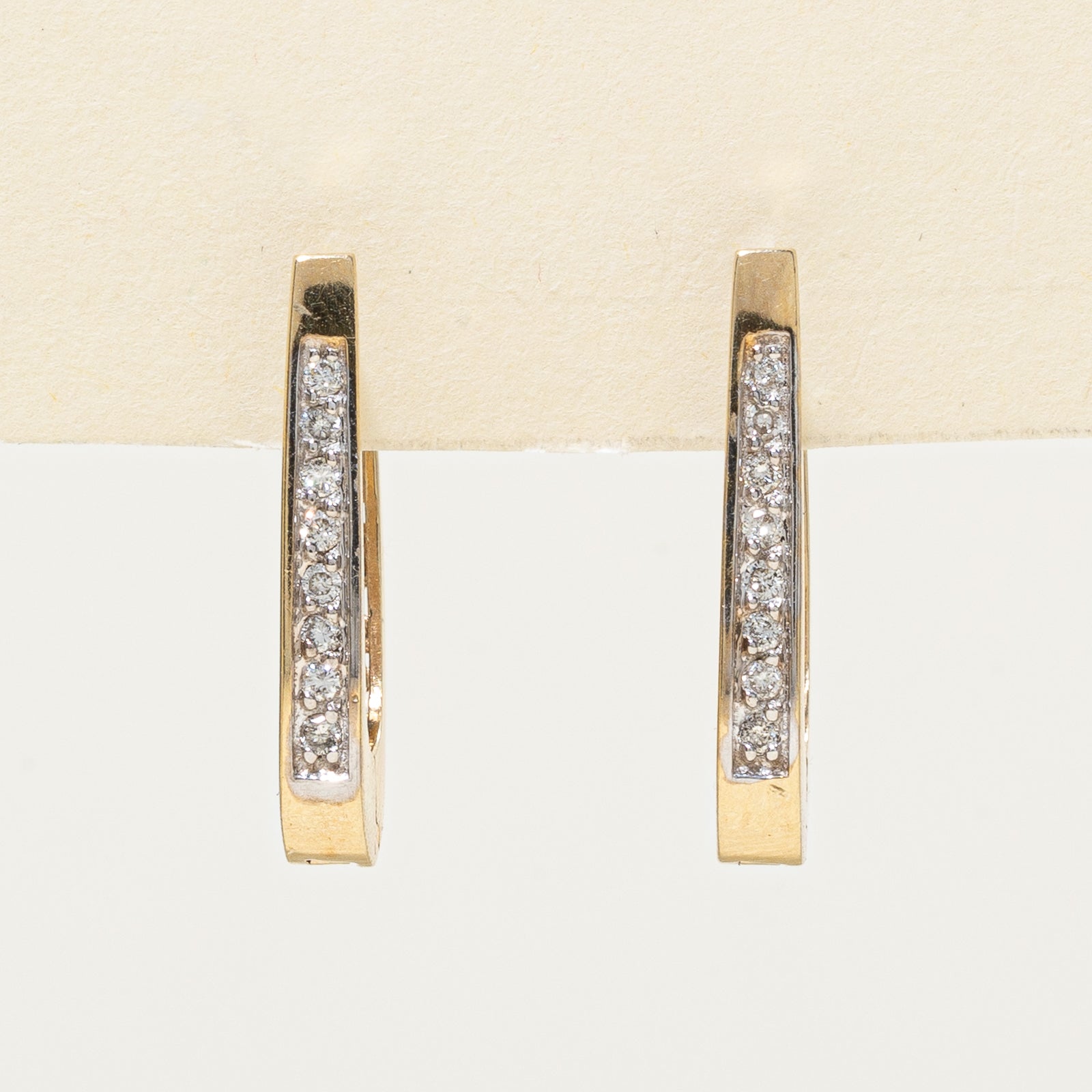 Boucles d'oreilles créoles en or 10 carats serties de diamants | 0,14 ct au total